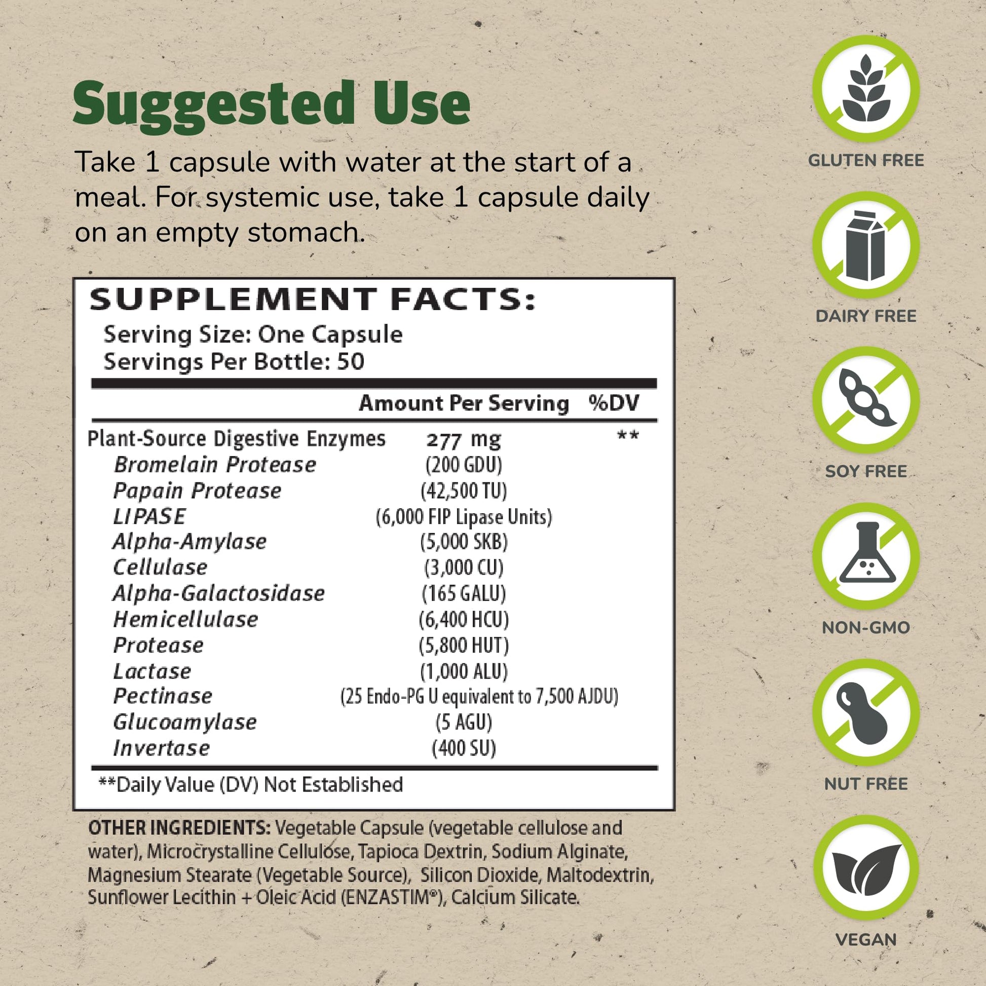 Master Supplements Enzalase - 50 Capsules, Pack of 3 - Probiotic Compatible Enzymes - Provides Digestive Boost + Gas & Bloating Relief - Gluten Free - 150 Total Servings ENZALASE buy supplements canada