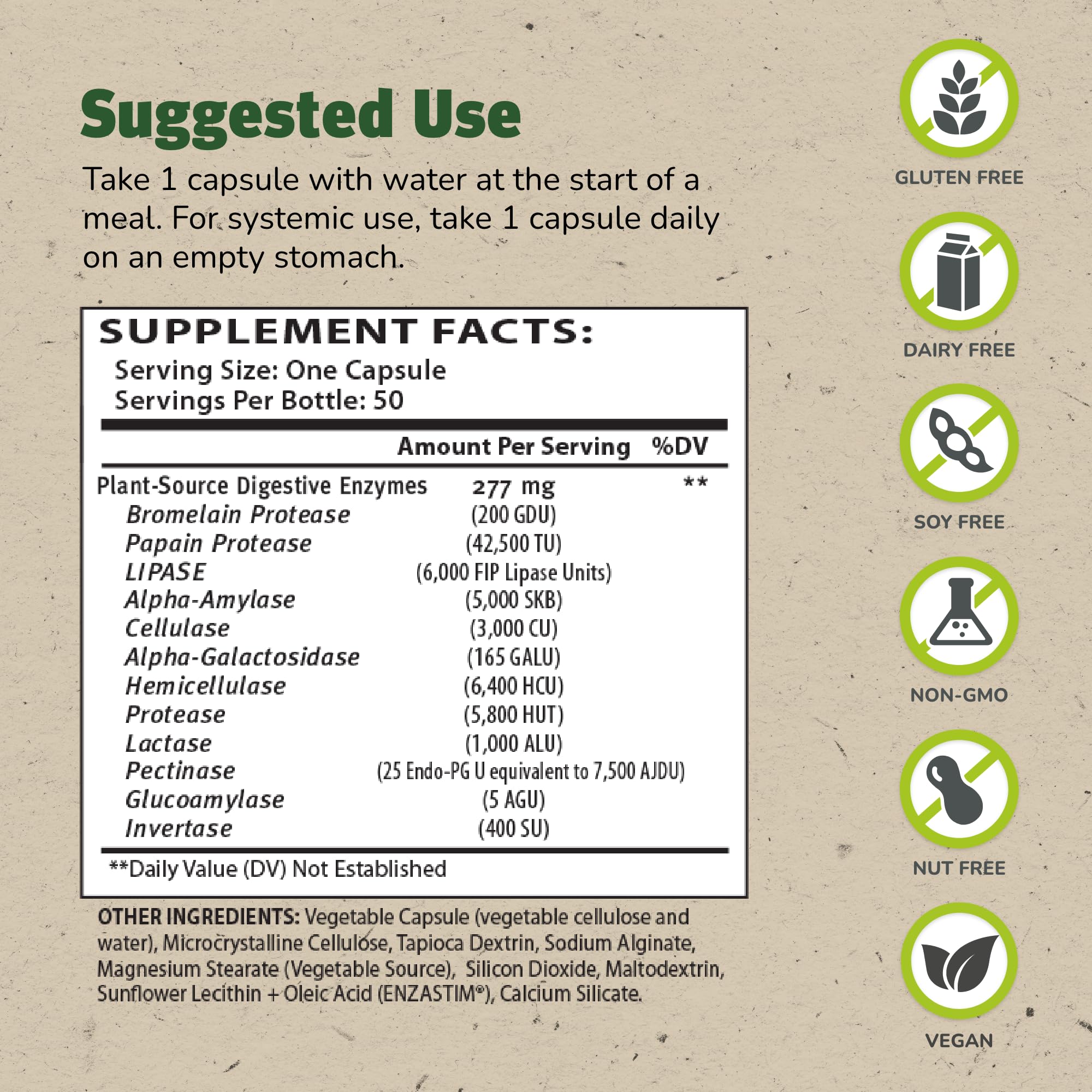 Master Supplements Enzalase - 50 Capsules, Pack of 3 - Probiotic Compatible Enzymes - Provides Digestive Boost + Gas & Bloating Relief - Gluten Free - 150 Total Servings ENZALASE buy supplements canada
