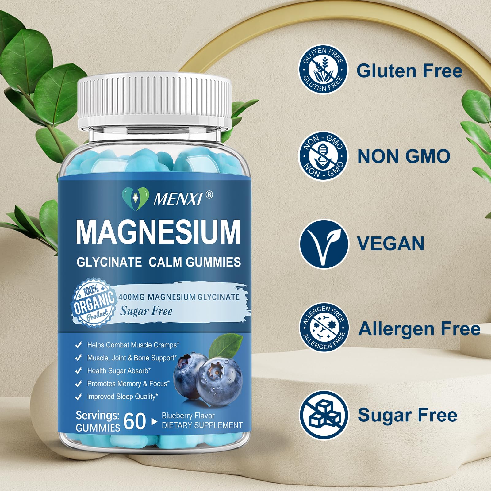 Magnesium Gummies 600mg per Serving-Magnesium Glycinate 400mg and Magnesium Malate 200mg,Sugar Free Magnesium Potassium Supplement for Calm Mood, Muscle, Bone & Sleep Support,60 Blueberry Gummies MENXI buy supplements canada