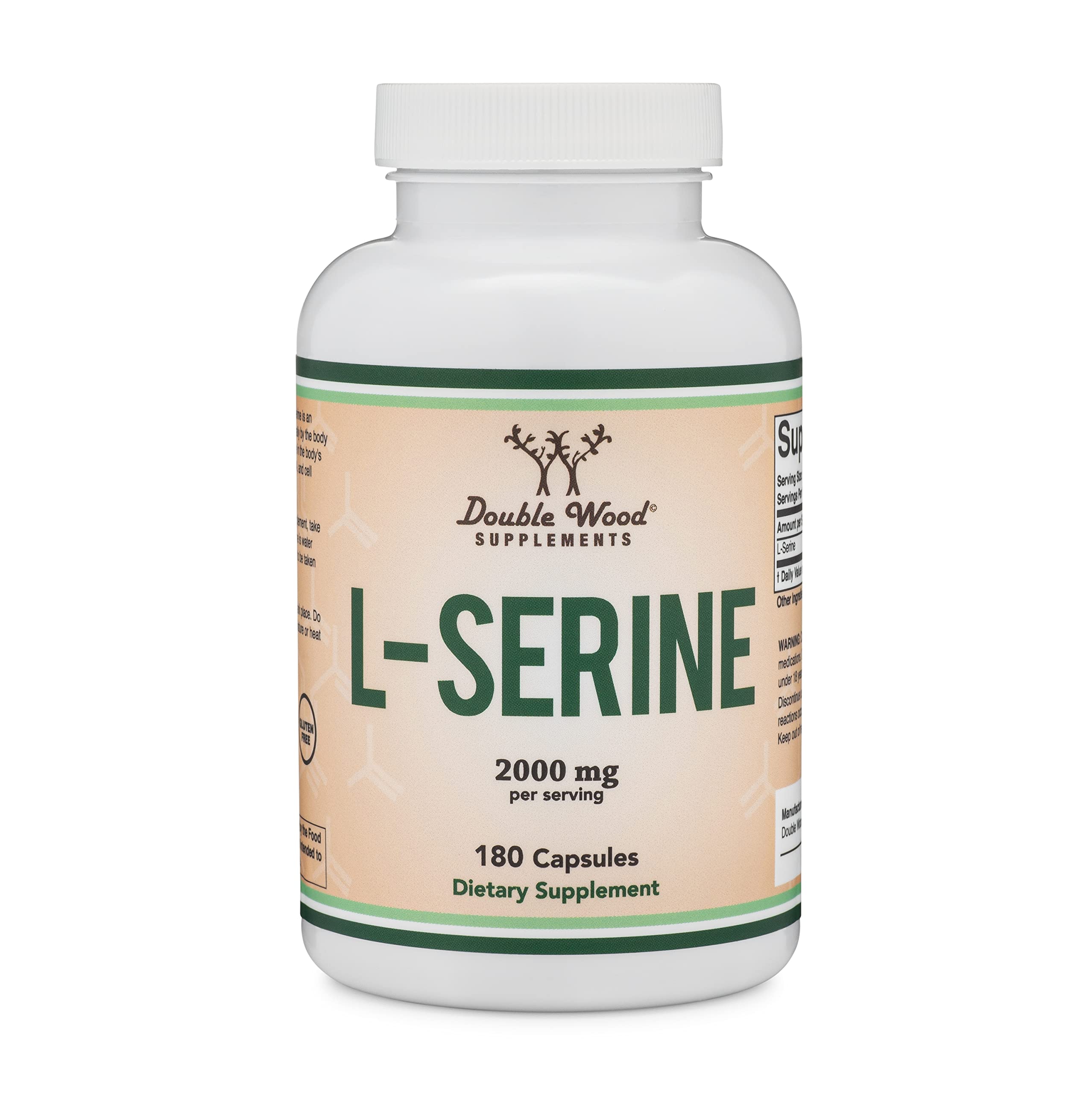 L-Serine Capsules (Third Party Tested) - 2,000mg Servings Used in Clinical Study, 180 Count, 500mg per Capsule (L Serine Amino Acid for Serotonin Production and Brain Support) by Double Wood Double Wood Supplements buy supplements canada