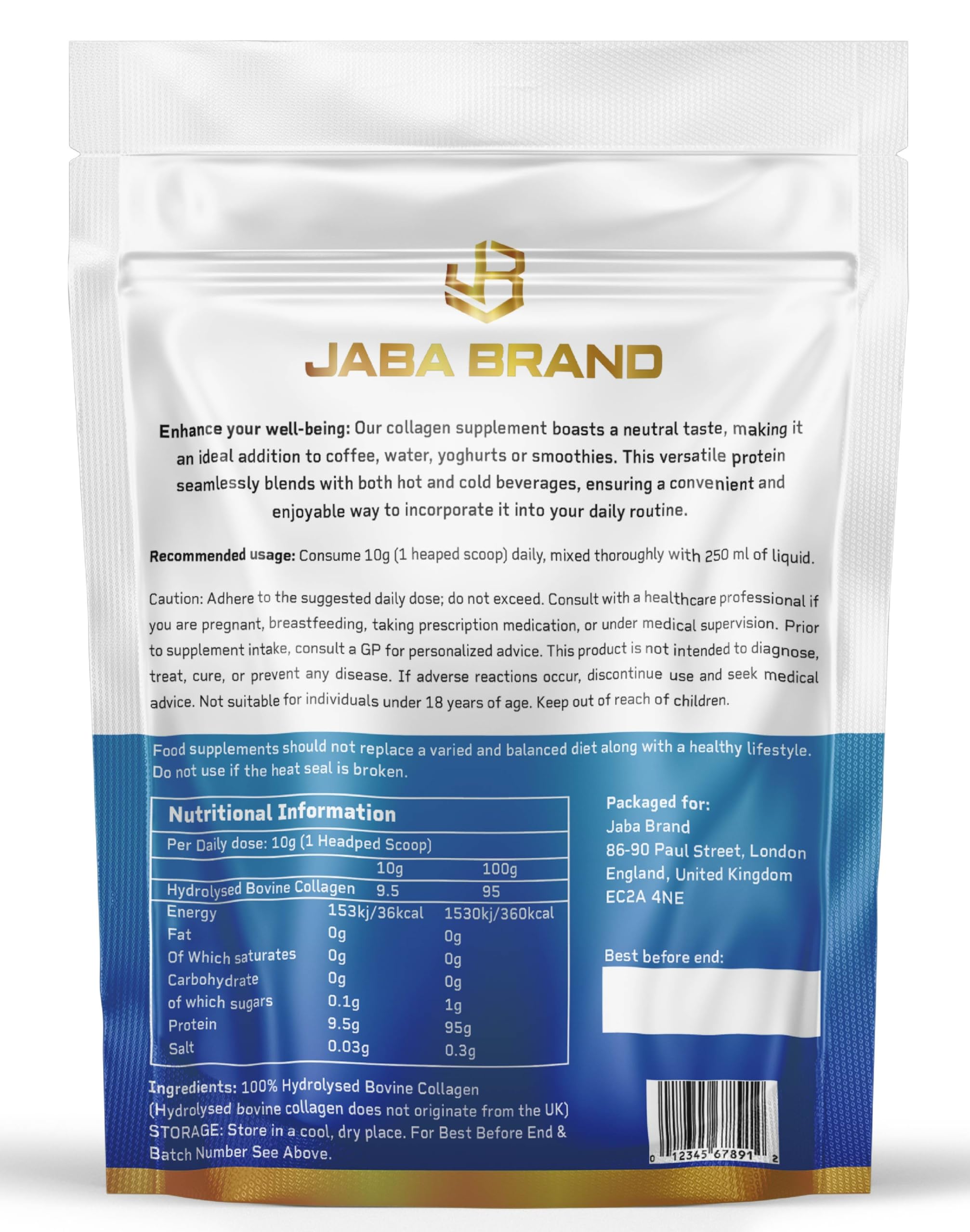 JABA BRAND - Halal Bovine Collagen Protein Powder for Hair, Nails, Joints and Skin JABA BRAND buy supplements canada