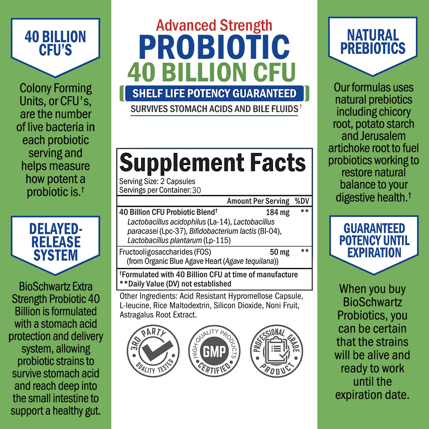 Daily Probiotic Supplement with 40 Billion CFU - Gut Health Complex with Astragalus BioSchwartz buy supplements canada