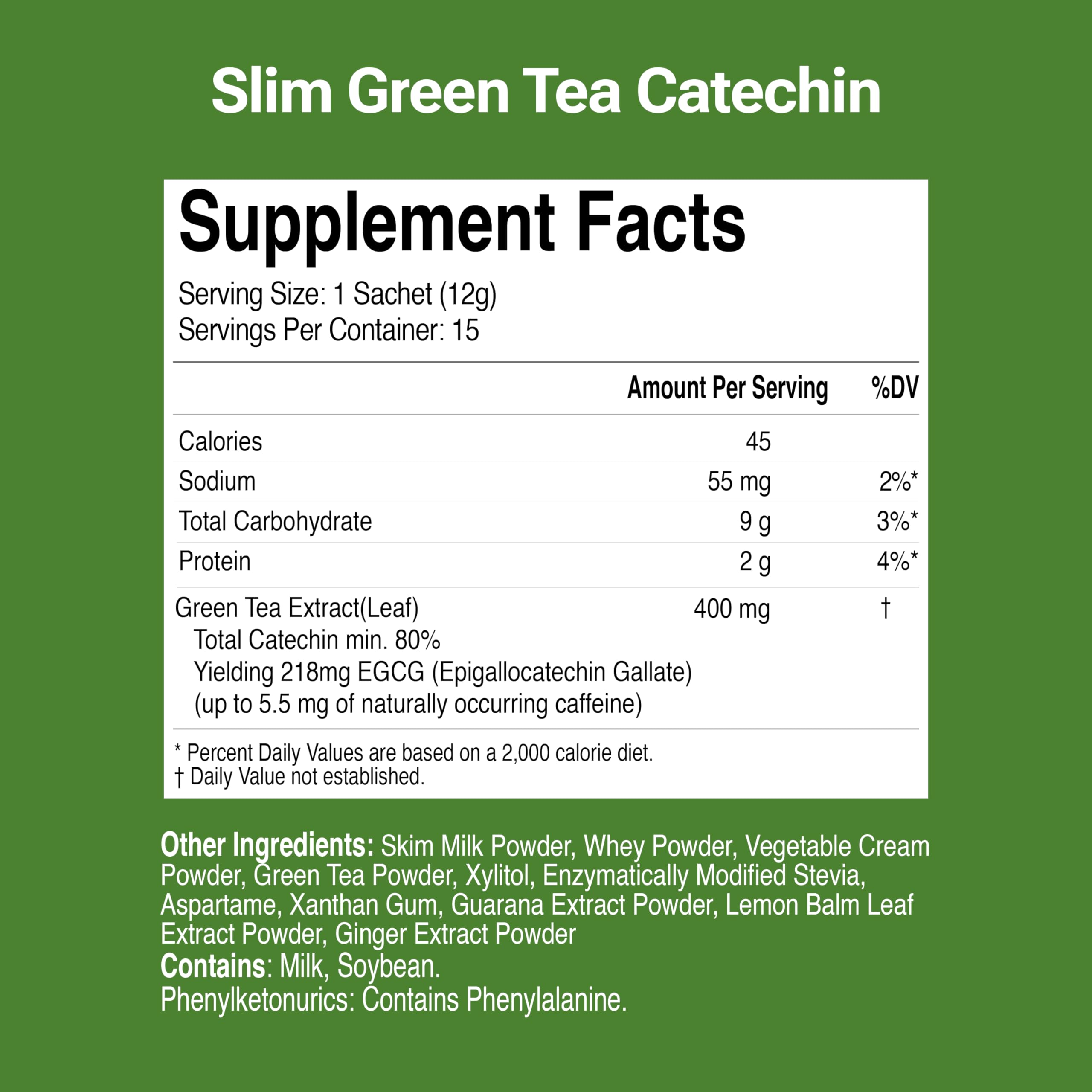 Slim Green Tea Catechin - Matcha Latte Flavor - 15 Pack - Supports Healthy Weight JAYU buy supplements canada