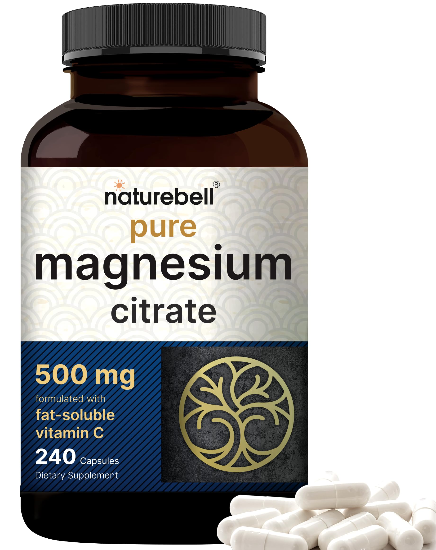 NatureBell Pure Magnesium Citrate 500mg per 3 Capsules Serving Size, 240 Capsules per Bottle NatureBell buy supplements canada