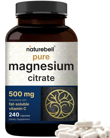 NatureBell Pure Magnesium Citrate 500mg per 3 Capsules Serving Size, 240 Capsules per Bottle NatureBell buy supplements canada