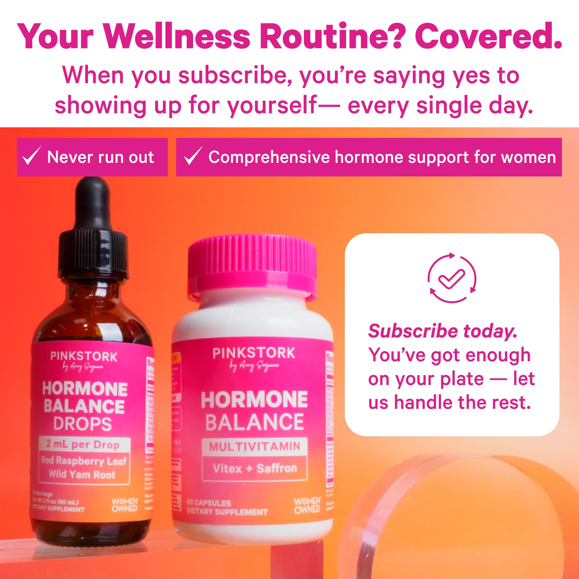 Pink Stork Hormone Balance Drops for Women - Supports Hormonal Health, PMS, Perimenopause & Mood, with Red Raspberry Leaf & Wild Yam - Liquid Supplement - Vegan, 2oz, 30 Servings Pink Stork buy supplements canada
