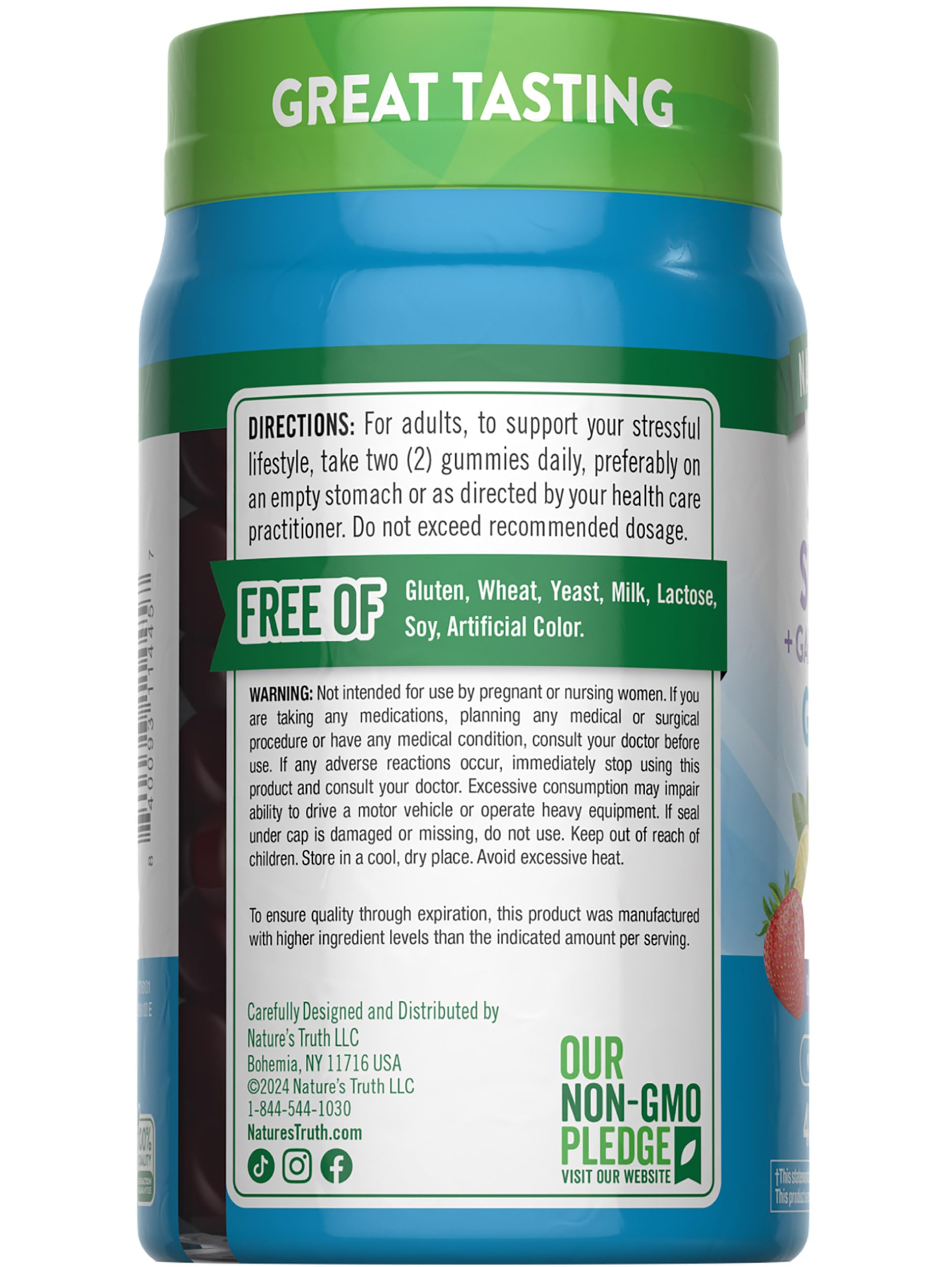 Nature's Truth Stress Relief Gummies for Adults | with Gaba, L Theanine, and Lemon Balm | Lemon Strawberry Flavor | Non-GMO & Gluten Free Supplement Nature's Truth buy supplements canada