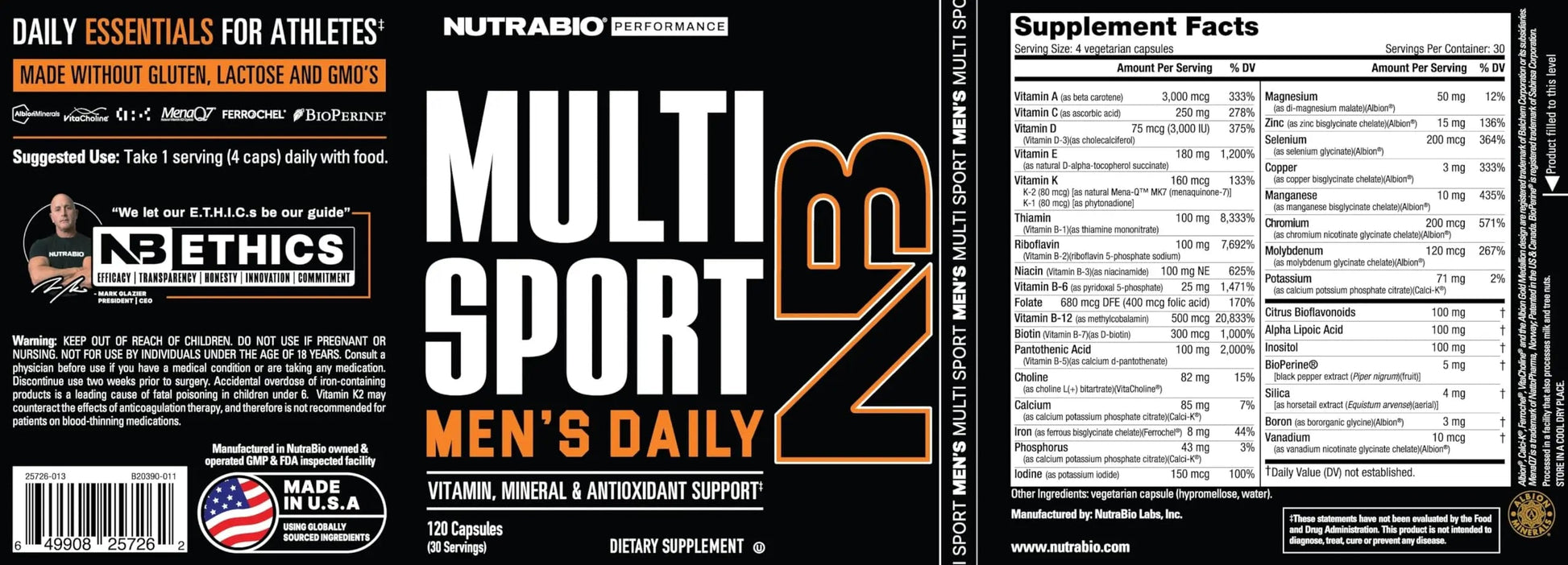 NutraBio Multisport for Men - Mens MultiVitamin - 33 Vitamins, Minerals, Micronutrients - Rich in Antioxidants NutraBio buy supplements canada