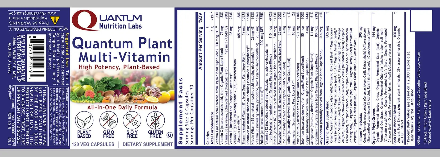 QNL Quantum Plant Multi-Vitamin - Complete Multivitamin - Immune Support for Adults - Natural Multivitamin for Men & Women Quantum Nutrition buy supplements canada