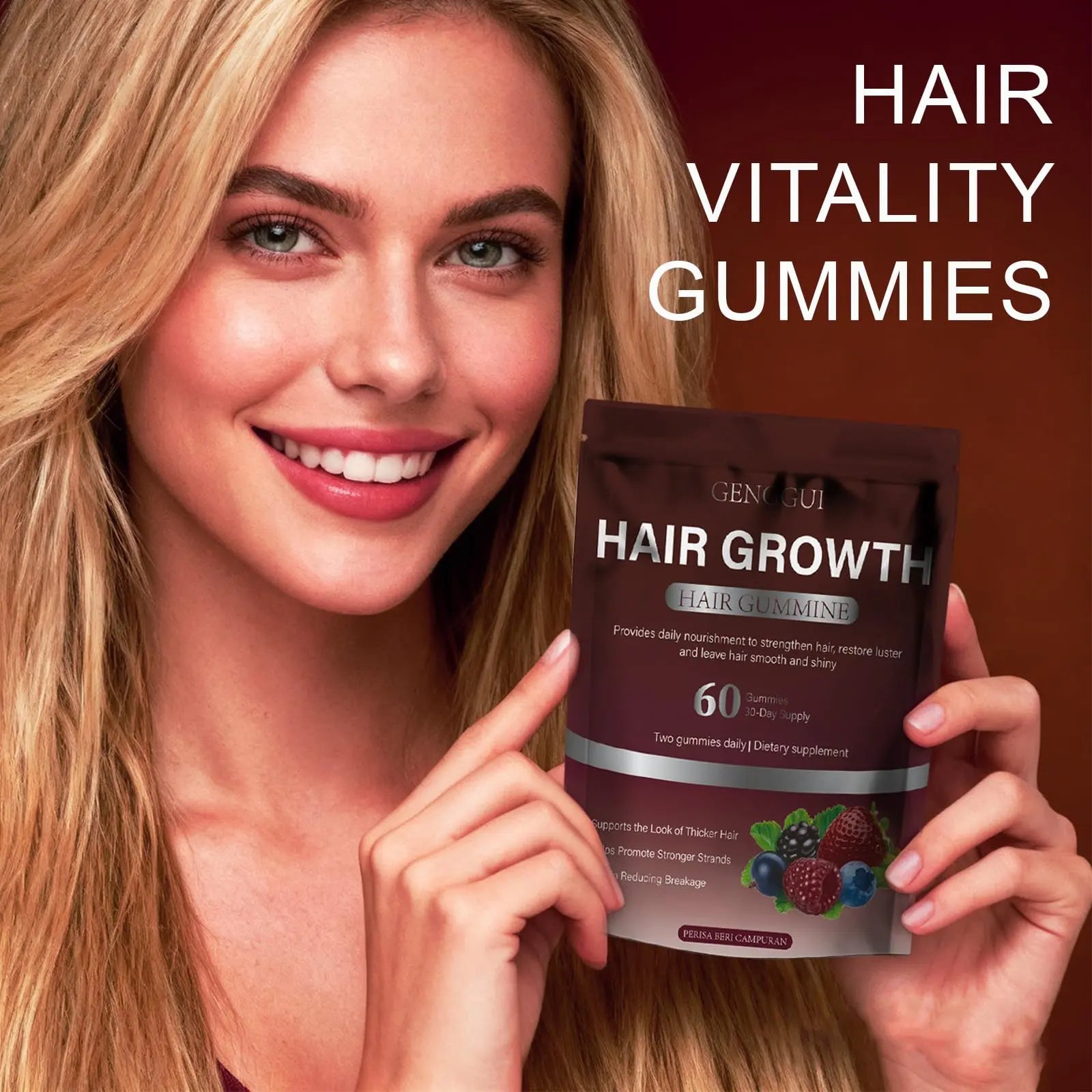 GENGGUI Hair Growth Gummies for Women - Hair Vitamins with Biotin & Silica for Faster Growth - Hair Growth Accelerator Supplement GENGGUI buy supplements canada