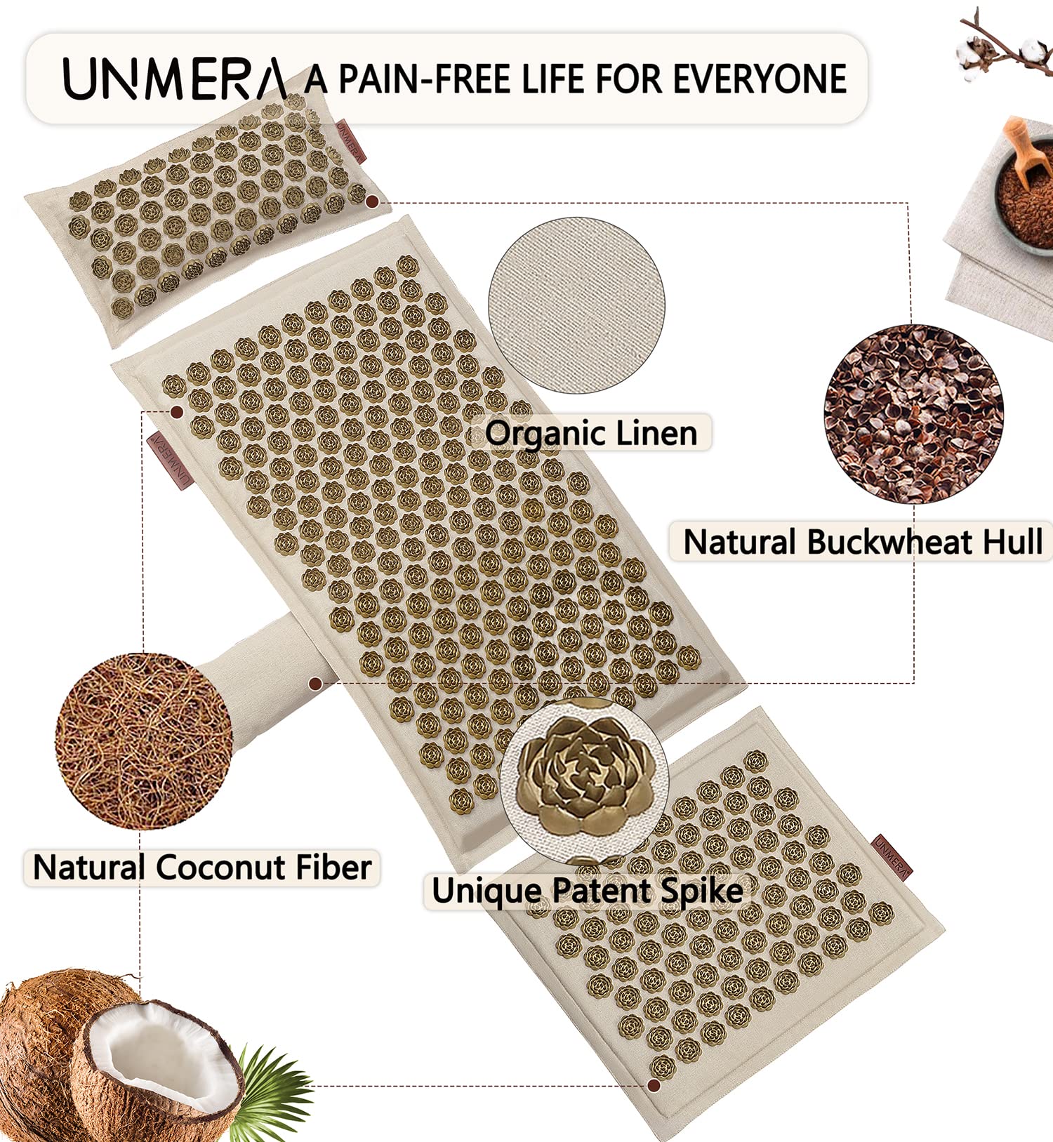 UNMERA Acupressure Mat and Pillow Set,Natural Premium Linen & Coconut Fiber Filling UNMERA buy supplements canada