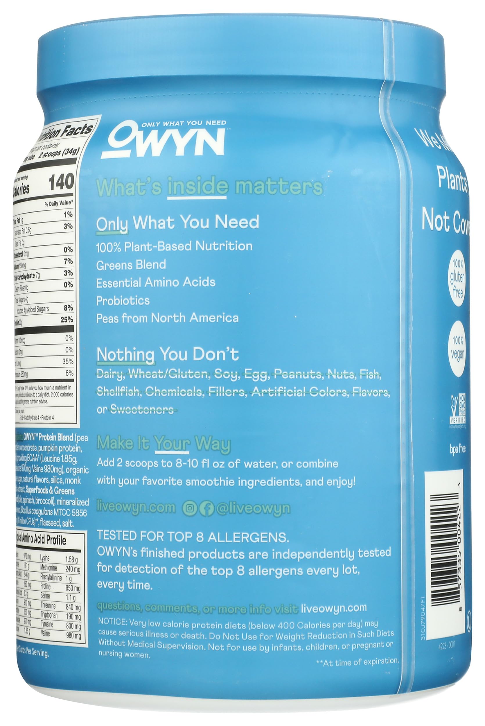 OWYN Only What You Need Plant-Based Protein Powder, Smooth Vanilla, 1.05 lbs OWYN Only What You Need buy supplements canada