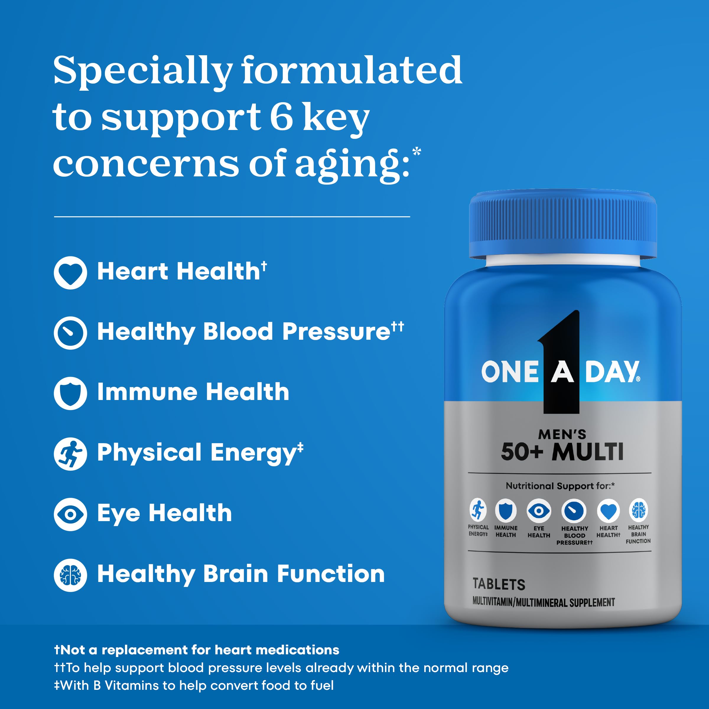 One A Day Men’s 50+ Multivitamins, Supplement with A, C, D, E and Zinc for Immune Health*, Calcium & More, 100 Tablets ONE A DAY buy supplements canada