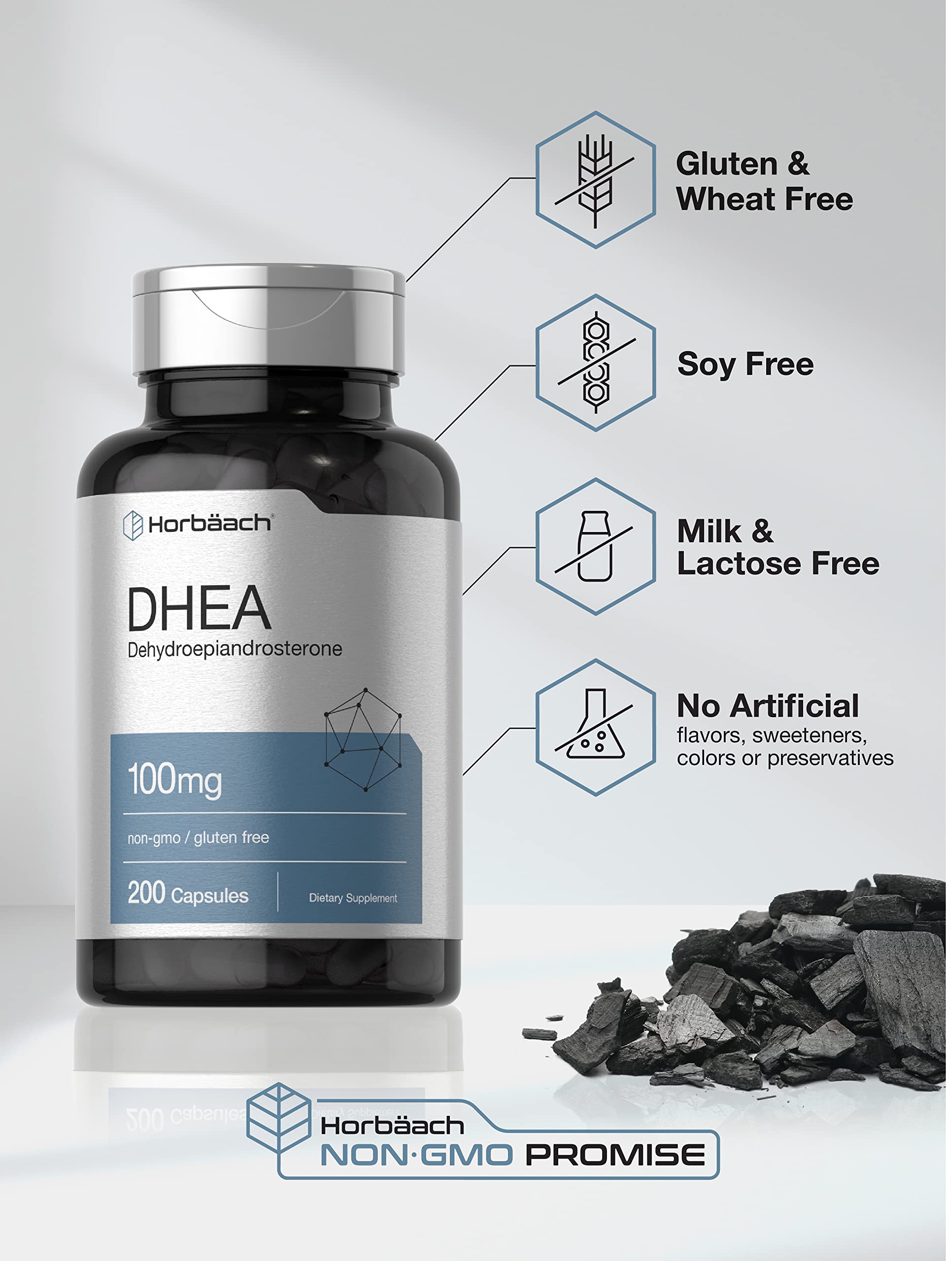 Horbäach DHEA 100mg | 200 Capsules | Supplement for Men and Women | Non-GMO, Gluten Free Horbäach buy supplements canada
