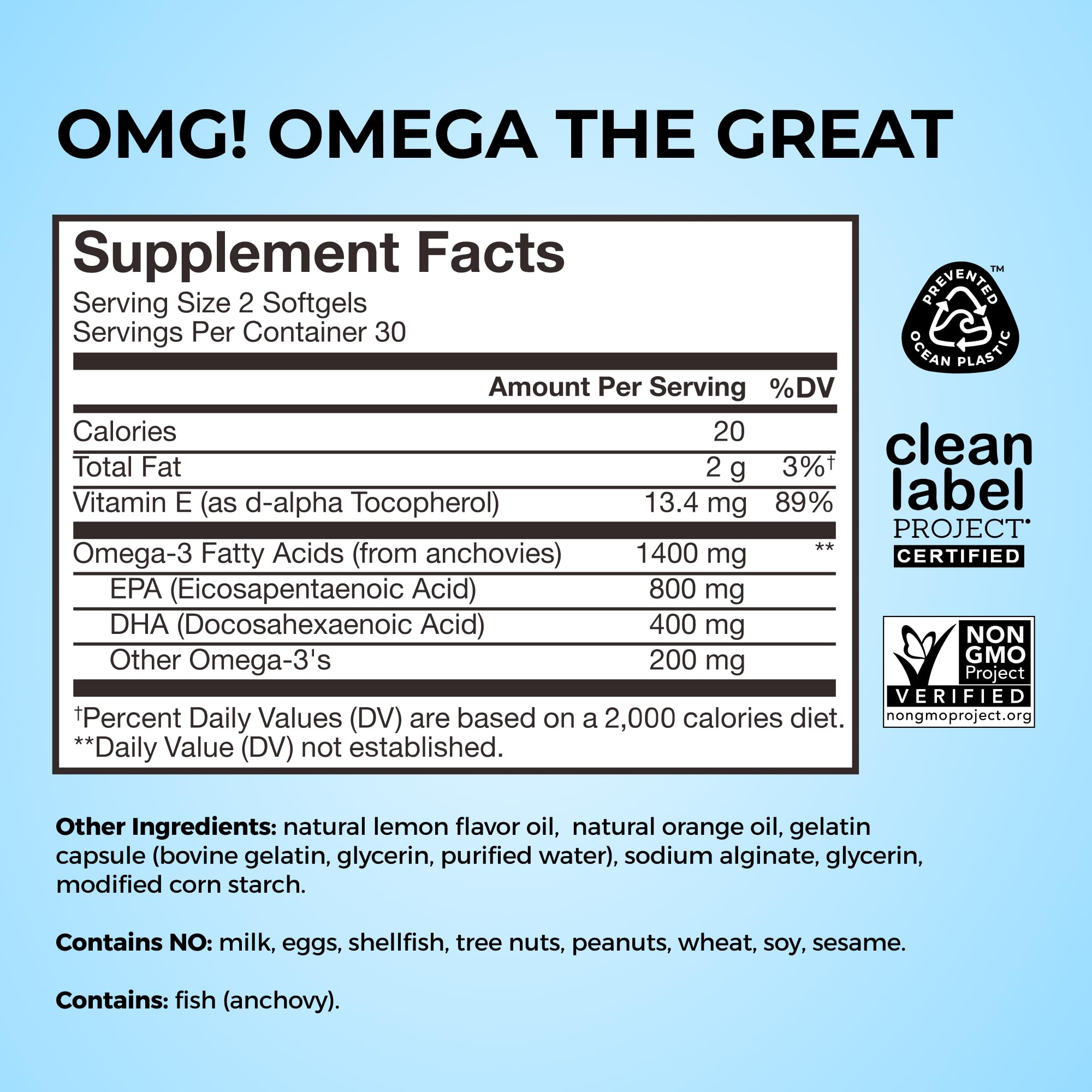 HUM OMG! Omega The Great Triple Omega 3 Fish Oil Supplement for Women & Men with Vitamin E, DHA & EPA, Skin Care & Skin Tone Support for Heart & Brain Health, Gluten Free, Non GMO, 60 Softgels HUM buy supplements canada