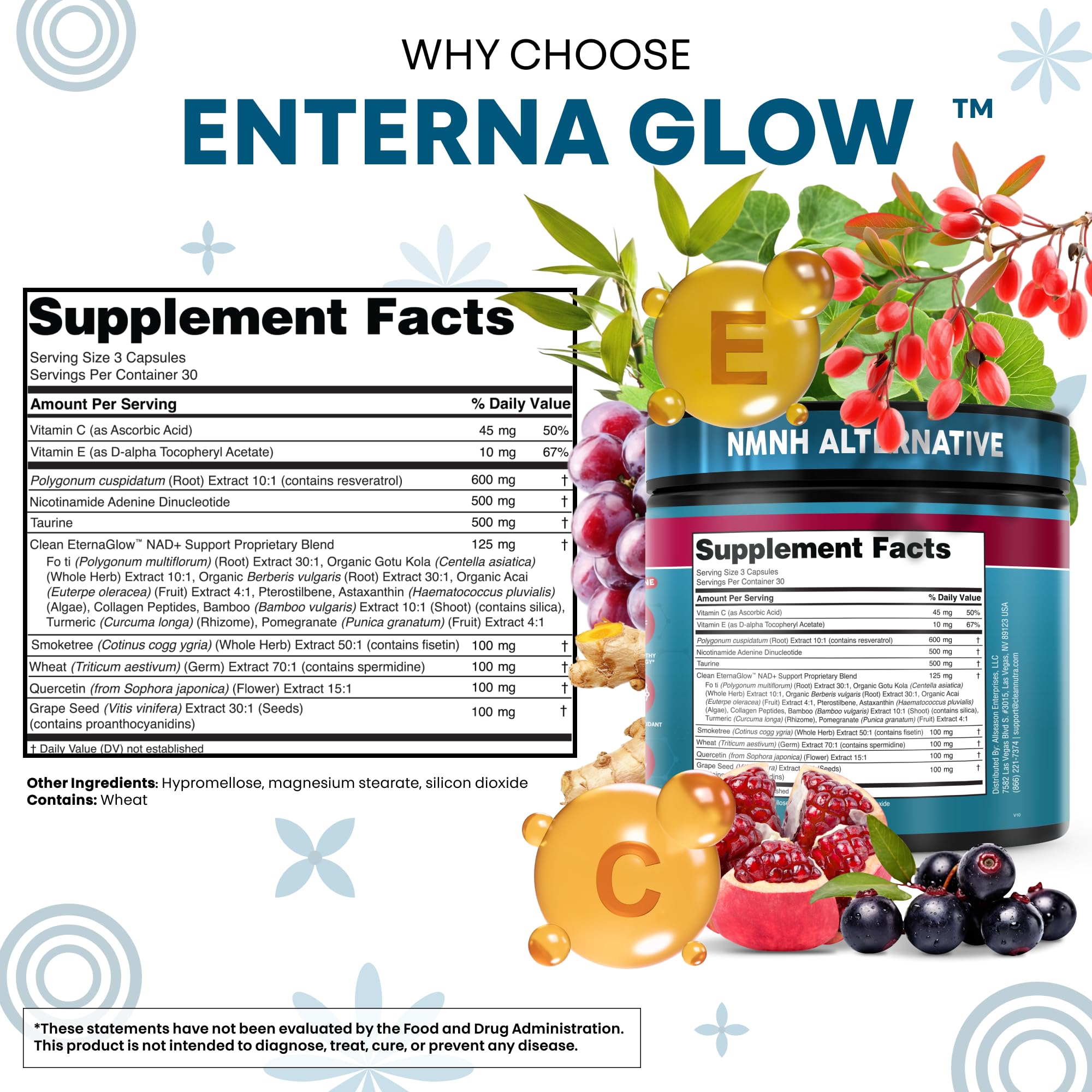 Clean NAD Supplement Resveratrol Liposomal NAD+ Spermidine Fisetin Wheat Germ Quercetin Grape Seed Extract Gotu Kola Berberine Astaxanthin Peptides for Women Energy 90 Capsules Clean Nutraceuticals buy supplements canada