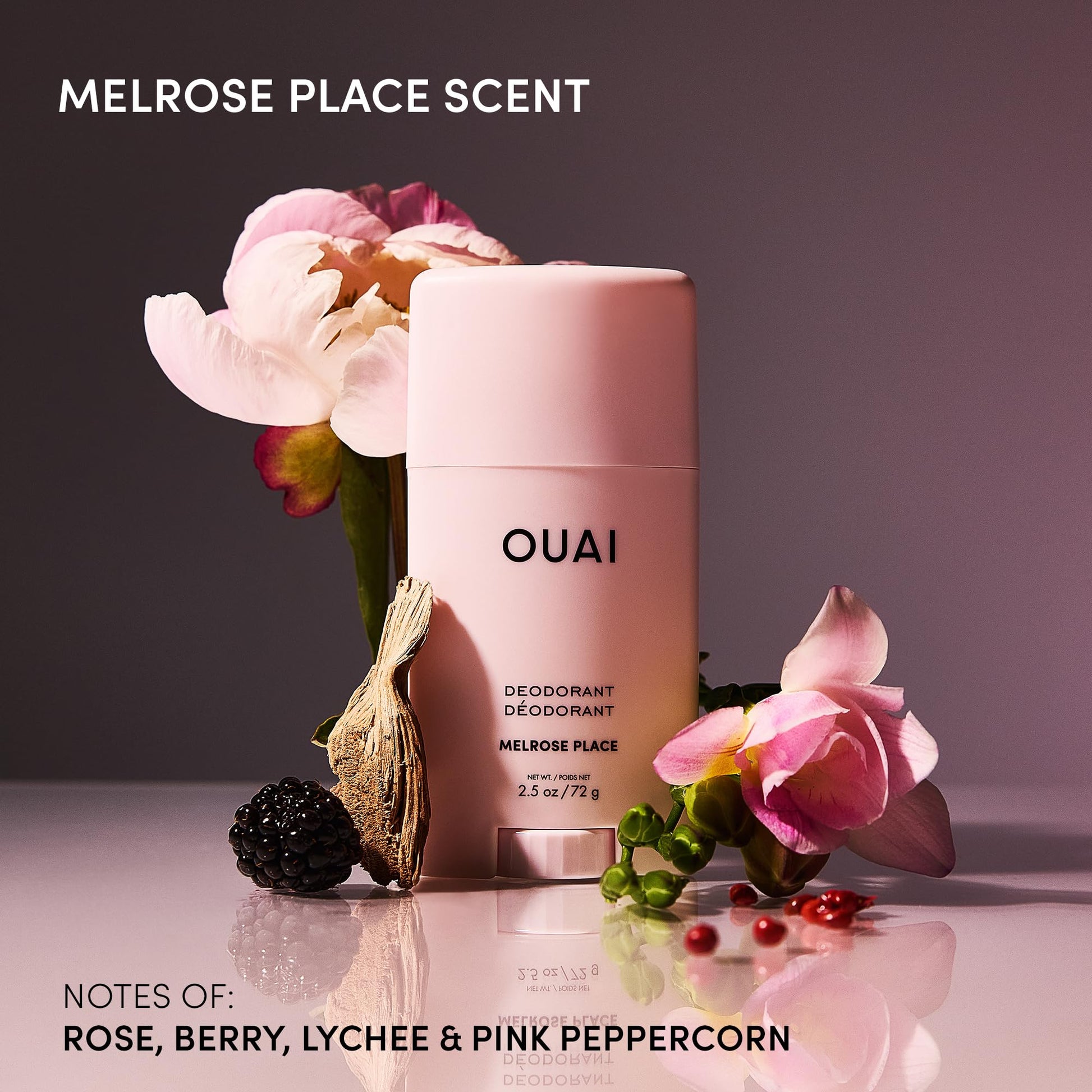 OUAI Aluminum Free Deodorant - Women's Deodorant with 24-Hour Odor Control & Invisible Application - Enriched with Notes of Rose, Berry, Lychee & Pink Peppercorn - Melrose Place (2.5 oz) OUAI buy supplements canada