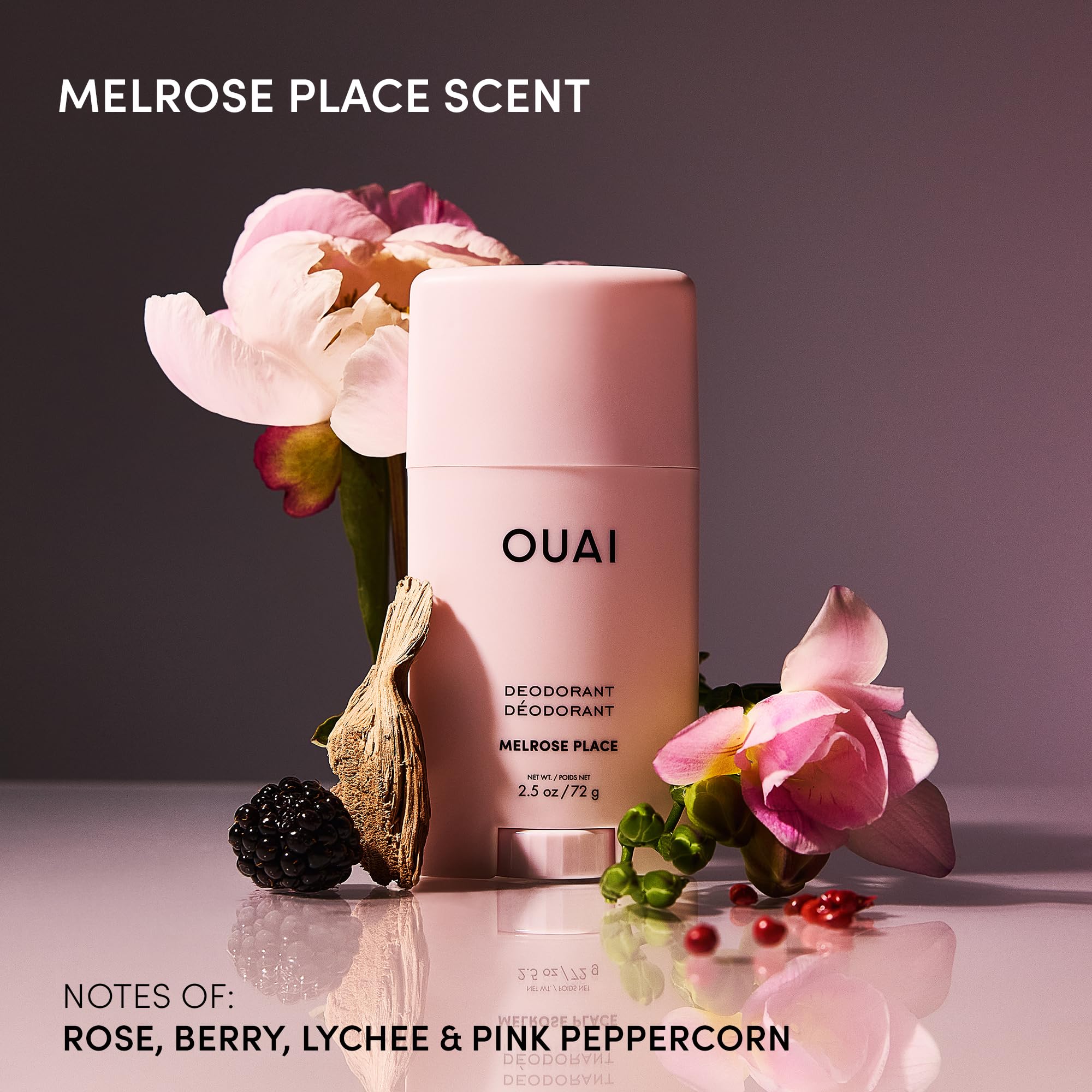 OUAI Aluminum Free Deodorant - Women's Deodorant with 24-Hour Odor Control & Invisible Application - Enriched with Notes of Rose, Berry, Lychee & Pink Peppercorn - Melrose Place (2.5 oz) OUAI buy supplements canada