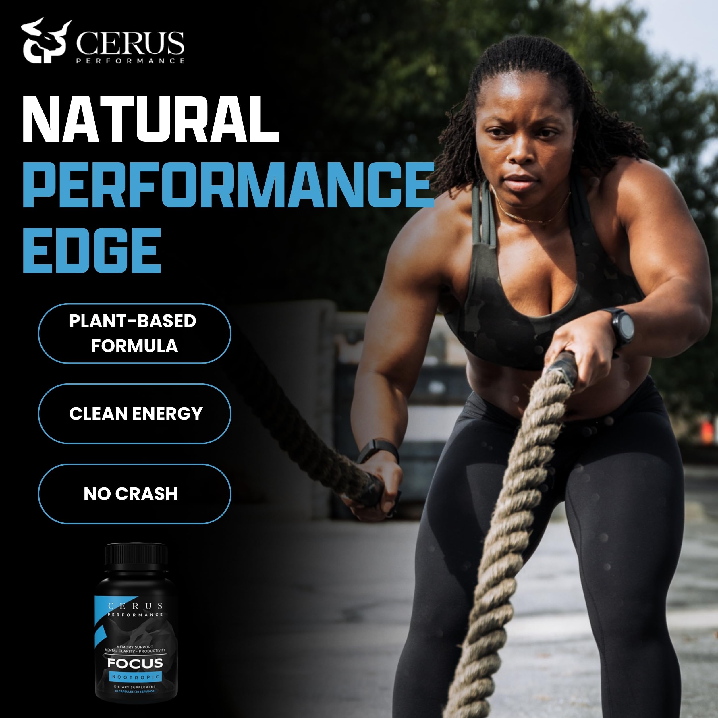 Cerus Performance Focus Nootropic Supplement - Enhances Mental Clarity, Boosts Memory & Cognitive Function, Improves Alertness - Ideal for Athletes & Fitness Enthusiasts - 60 Capsules Cerus buy supplements canada