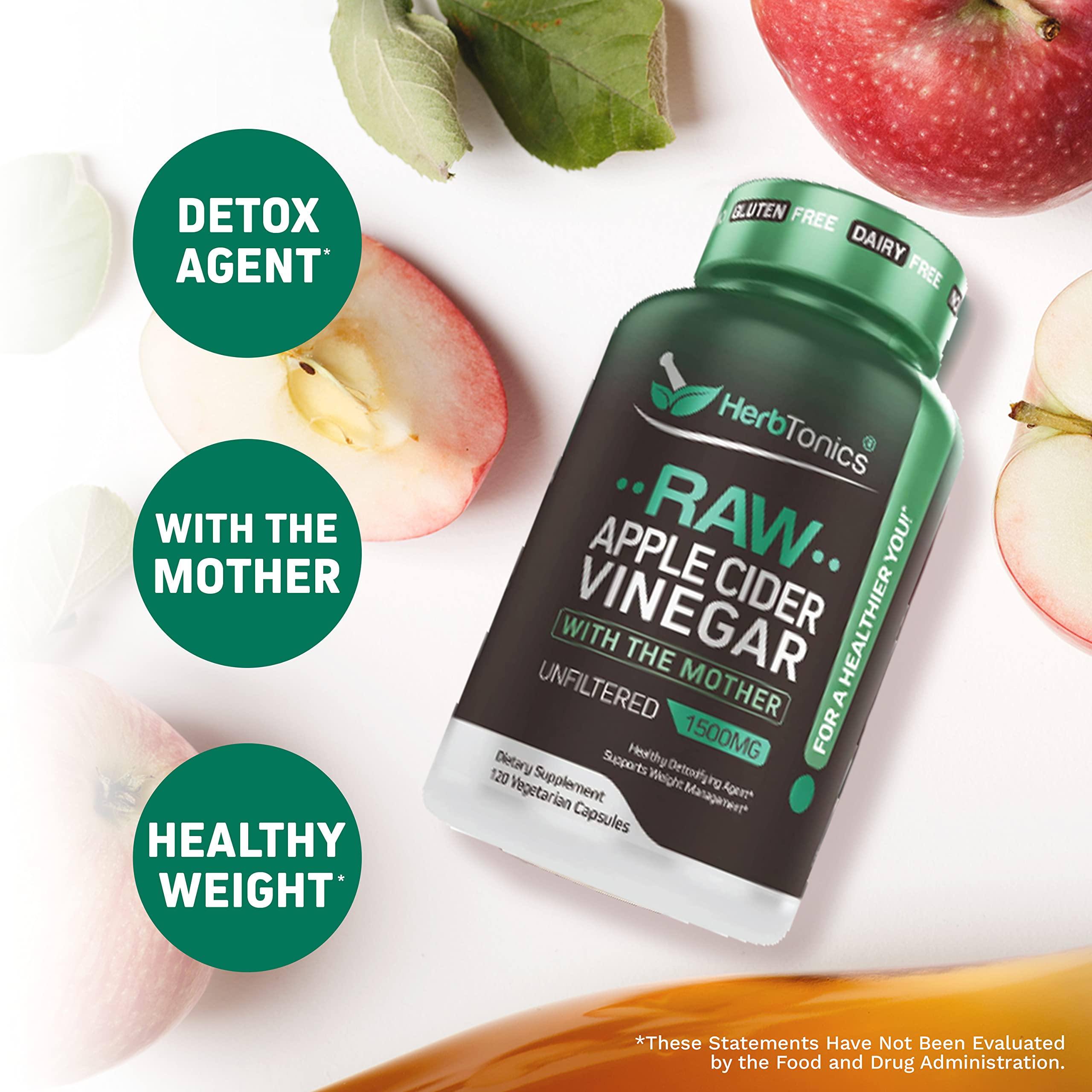 Herbtonics Raw Apple Cider Vinegar Capsules, 1500mg Detox Support (Packaging May Vary), 90 Caps Herbtonics buy supplements canada