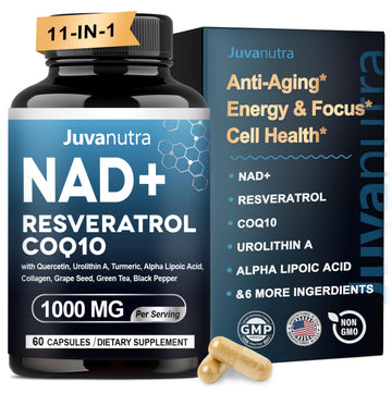 NAD Supplement 11-in-1 Extra Strength – Liposomal NAD with Resveratrol, CoQ10, Urolithin A, ALA & Turmeric – Supports Anti-Aging, Cellular Repair, Energy & Focus – for Women & Men – 60 Capsules JuvaNutra buy supplements canada