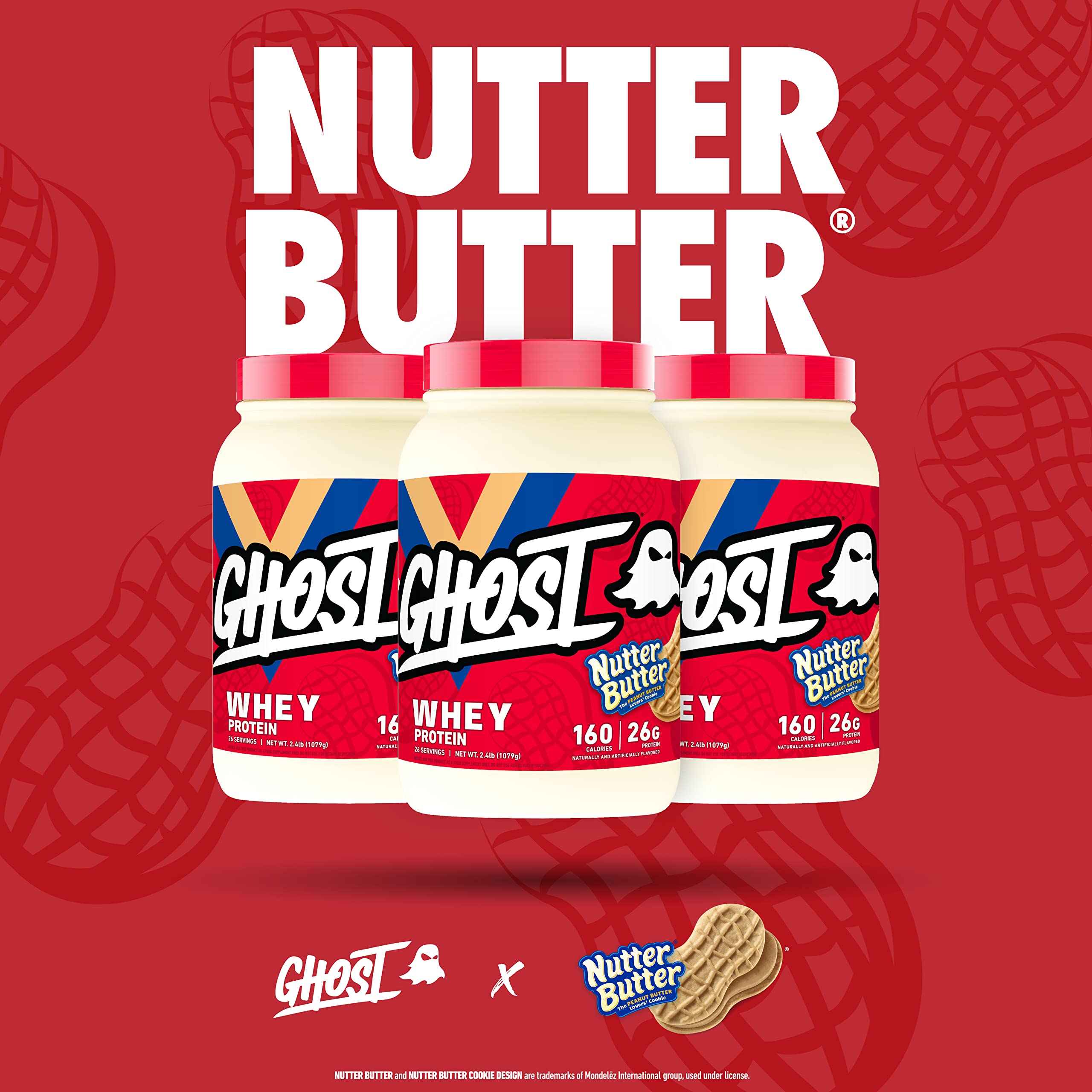 GHOST Whey Protein Powder, Nutter Butter - 2LB Tub, 26G of Protein - Peanut Butter GHOST buy supplements canada