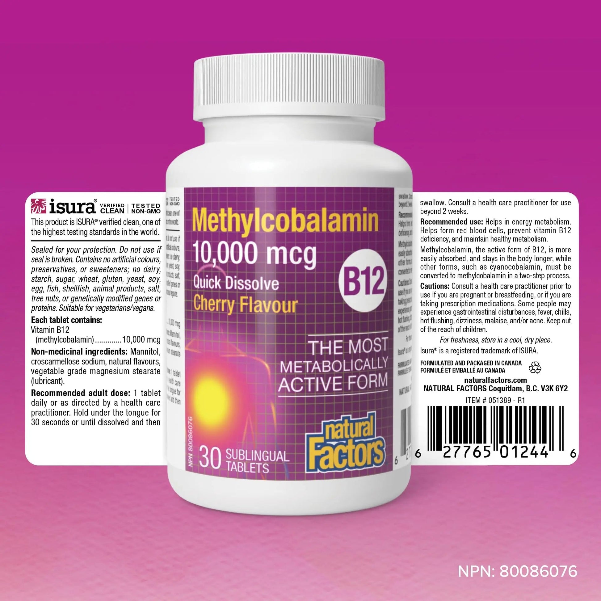 Natural Factors B12 Methylcobalamin, 10,000 mcg, Cherry, 30 Chewable Tablets Natural Factors buy supplements canada