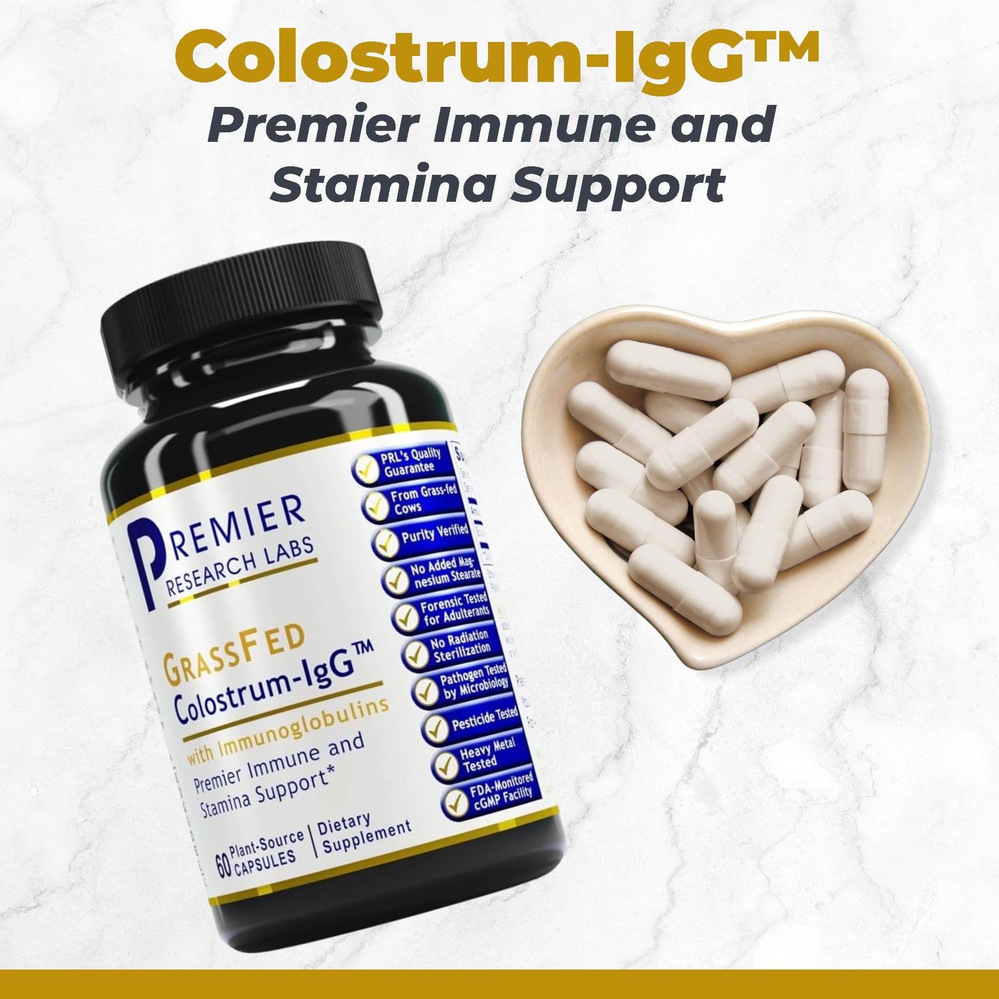 Premier Research Labs Colostrum-IgG - Colostrum Supplement, Bovine Colostrum for Humans, Cow Colostrum for Immune Health, Superfood with Lactoferrin, Amino Acids, Nucleotides - 60 Capsules Premier Research Labs buy supplements canada
