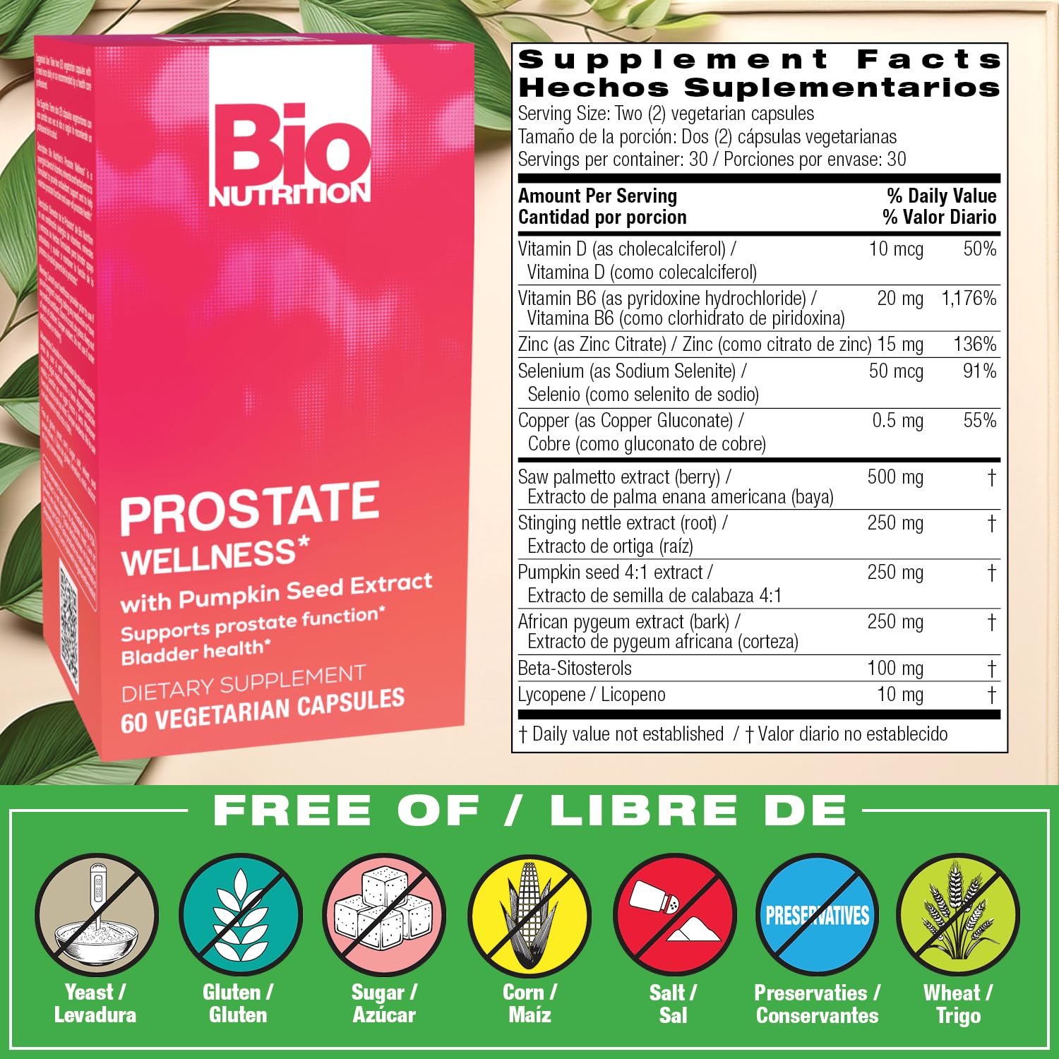 Bio Nutrition Prostate Wellness with Pumpkin Seed Extract 60 Capsules Bio Nutrition buy supplements canada