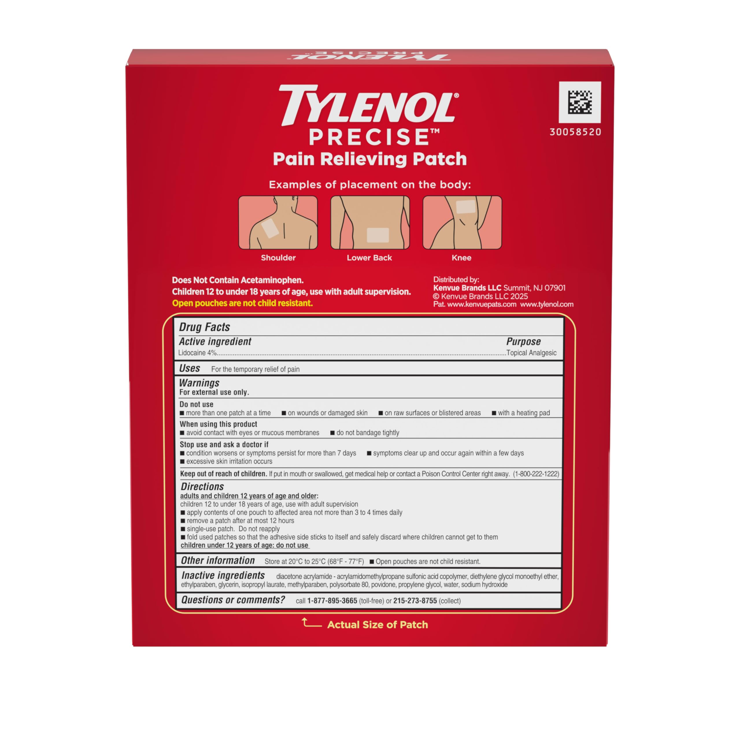 Tylenol Precise Pain Relieving Patches, Large Topical Analgesic Patches + Maximum OTC Strength Lidocaine Penetrates, Targeted Relief Ideal for Shoulder, Back & Knee Pain, Unscented, 4 ct Tylenol buy supplements canada