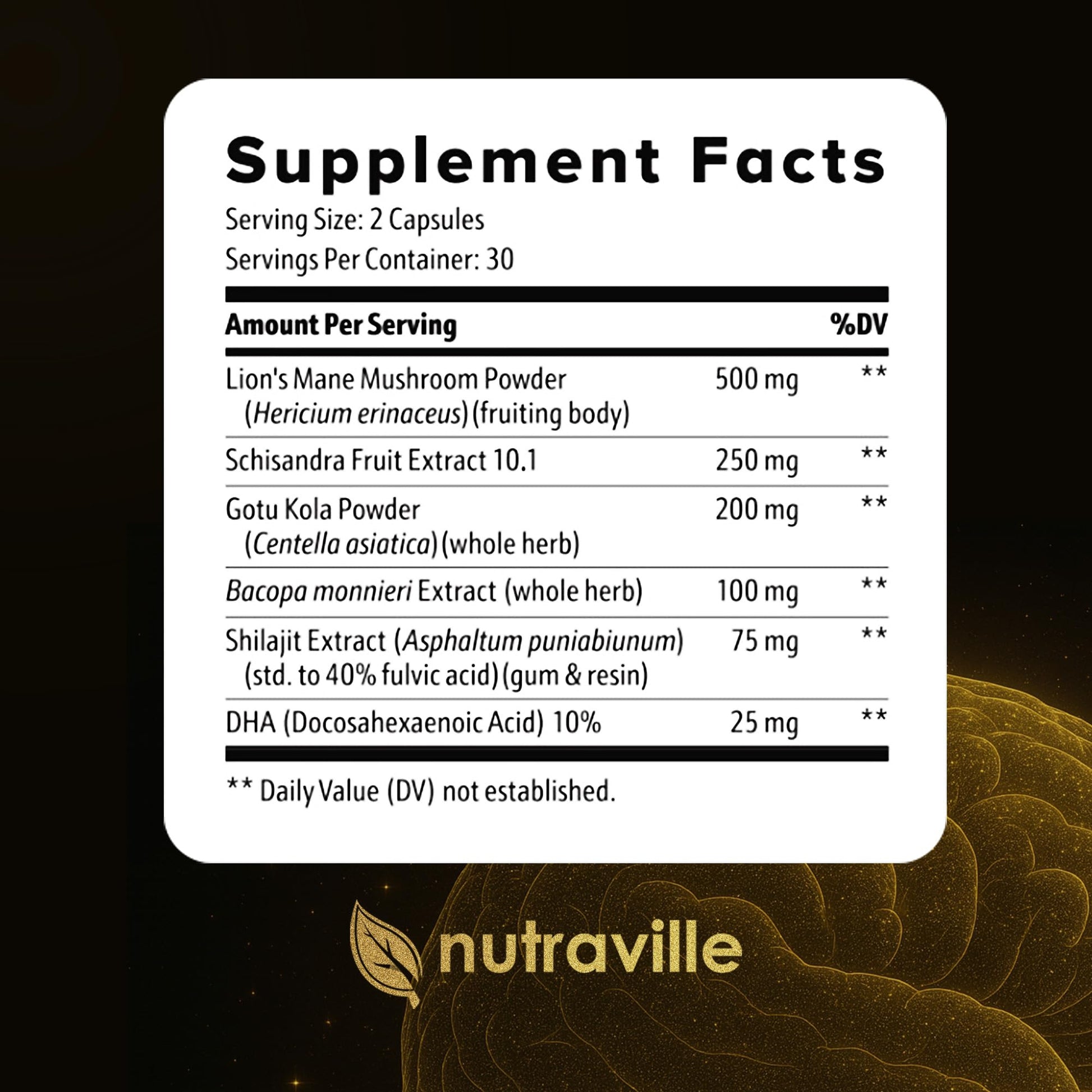 Nutraville CogniSurge Nootropics Brain Support Supplement for Memory and Focus - Nature-Powered Lion's Mane Supplement Capsules with Shilajit - No Caffeine or Stimulants - 30 Servings Nutraville buy supplements canada