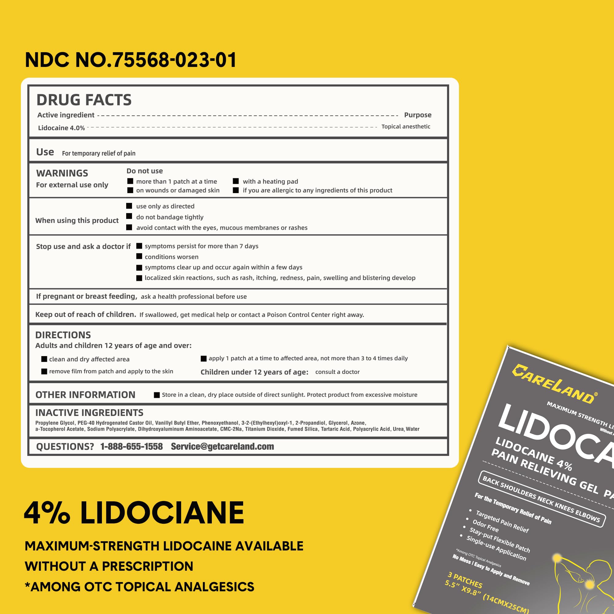 CARELAND 4% Extra Large Lidocaine Patches Maximum Strength Pain Relief Patch XL for Back & Shoulder,Back Pain Relief Products Patches & Flexible Fabric Numbs Away Pain, 6 Ct. CARELAND buy supplements canada