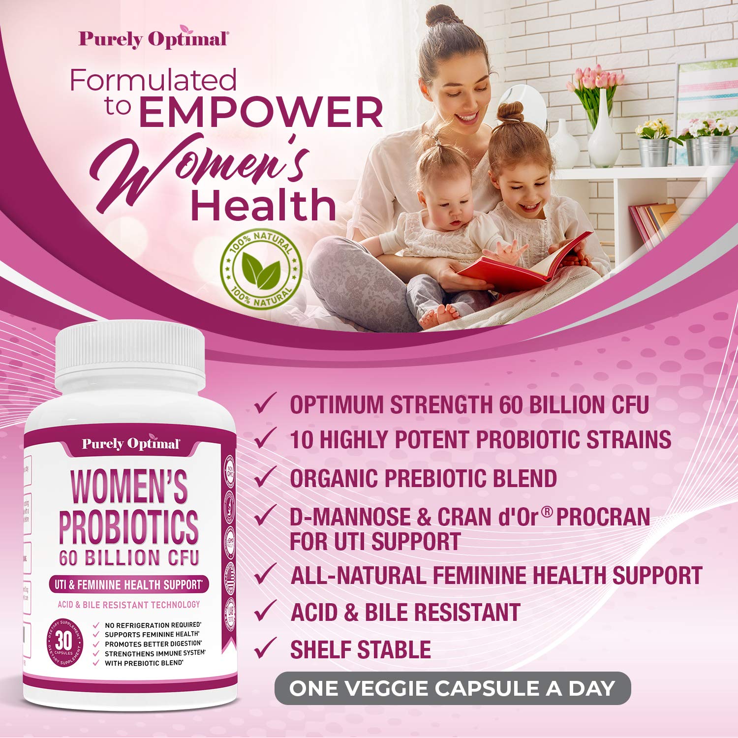 Premium Probiotics for Women - 60 Billion CFU, Dr. Formulated Prebiotics & Probiotics Purely Optimal buy supplements canada