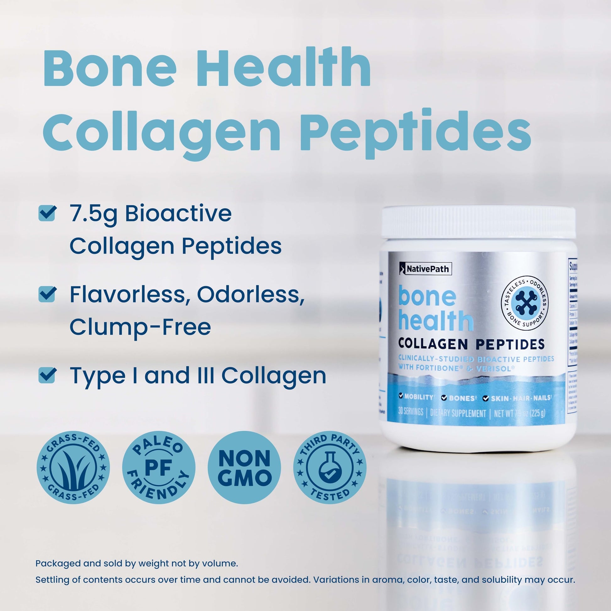 NativePath Bone Health Collagen Peptides, Type 1 & 3, with Fortibone and Verisol, 7.9 Ounce, 30 Servings NativePath buy supplements canada