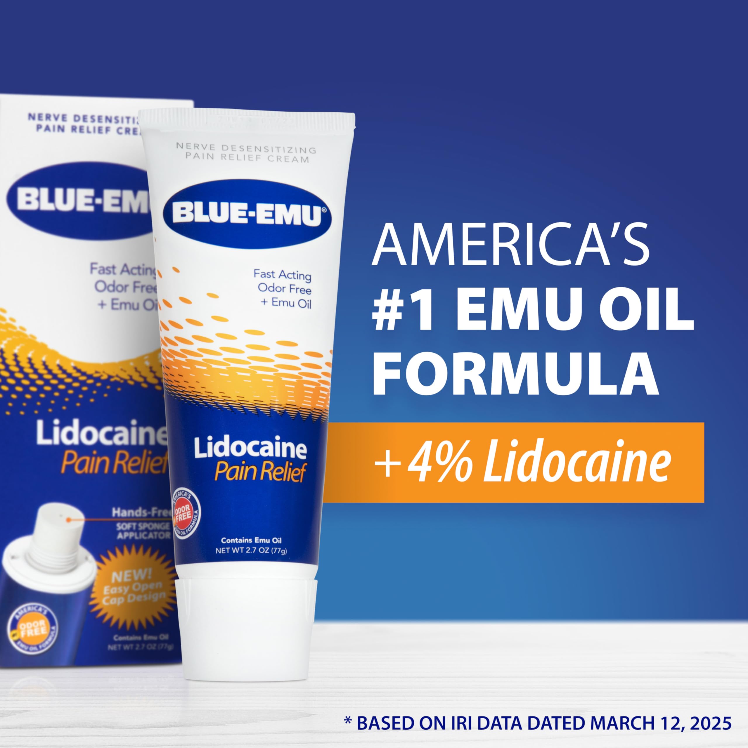 BLUE-EMU Lidocaine Pain Relief Cream for Fast, Numbing Relief, 2.7 Oz, 1 Pack BLUE-EMU buy supplements canada