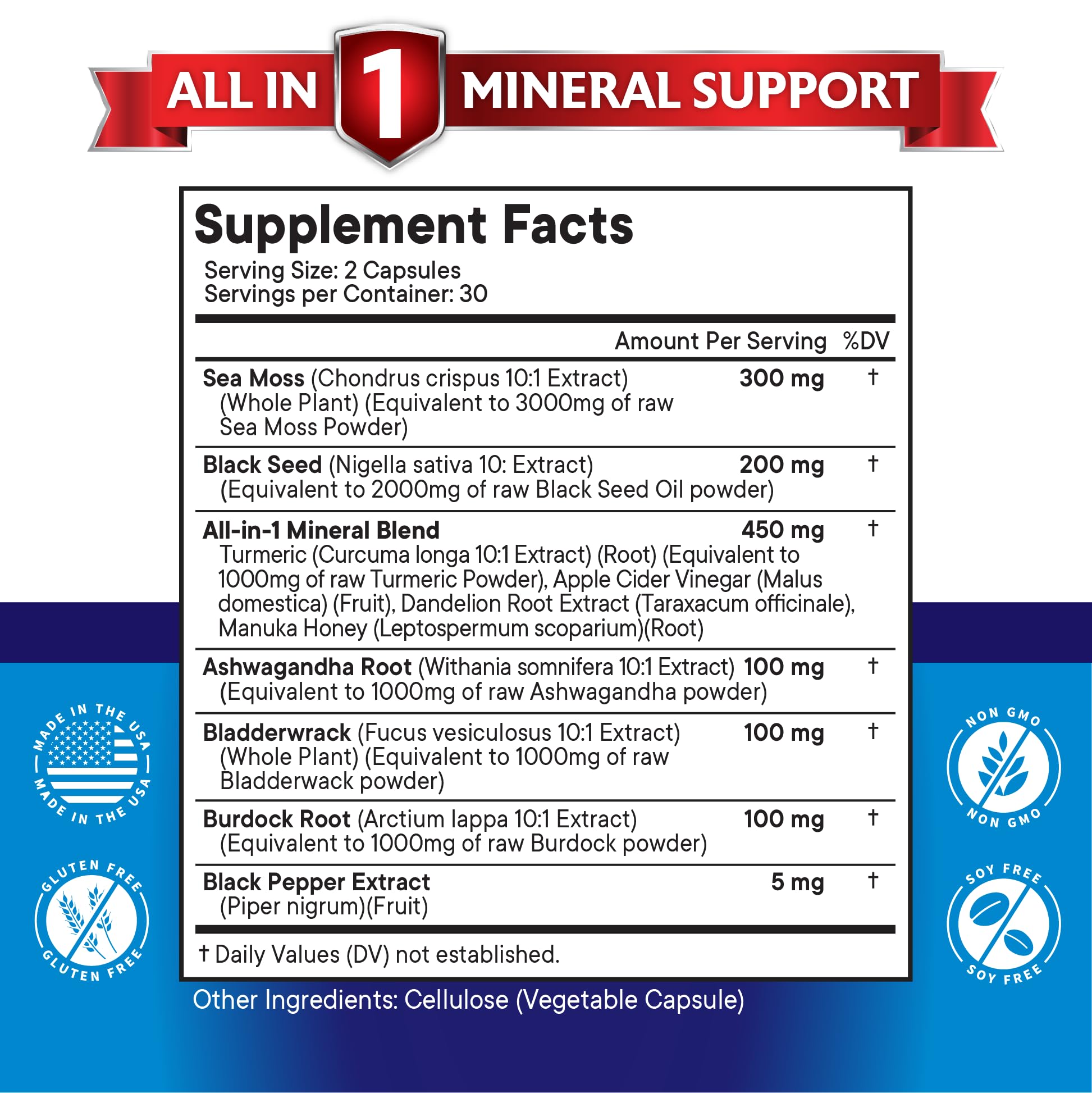 Silica Sea Moss 3000mg Black Seed Oil 2000mg Ashwagandha 1000mg Turmeric 1000mg NEW AGE buy supplements canada