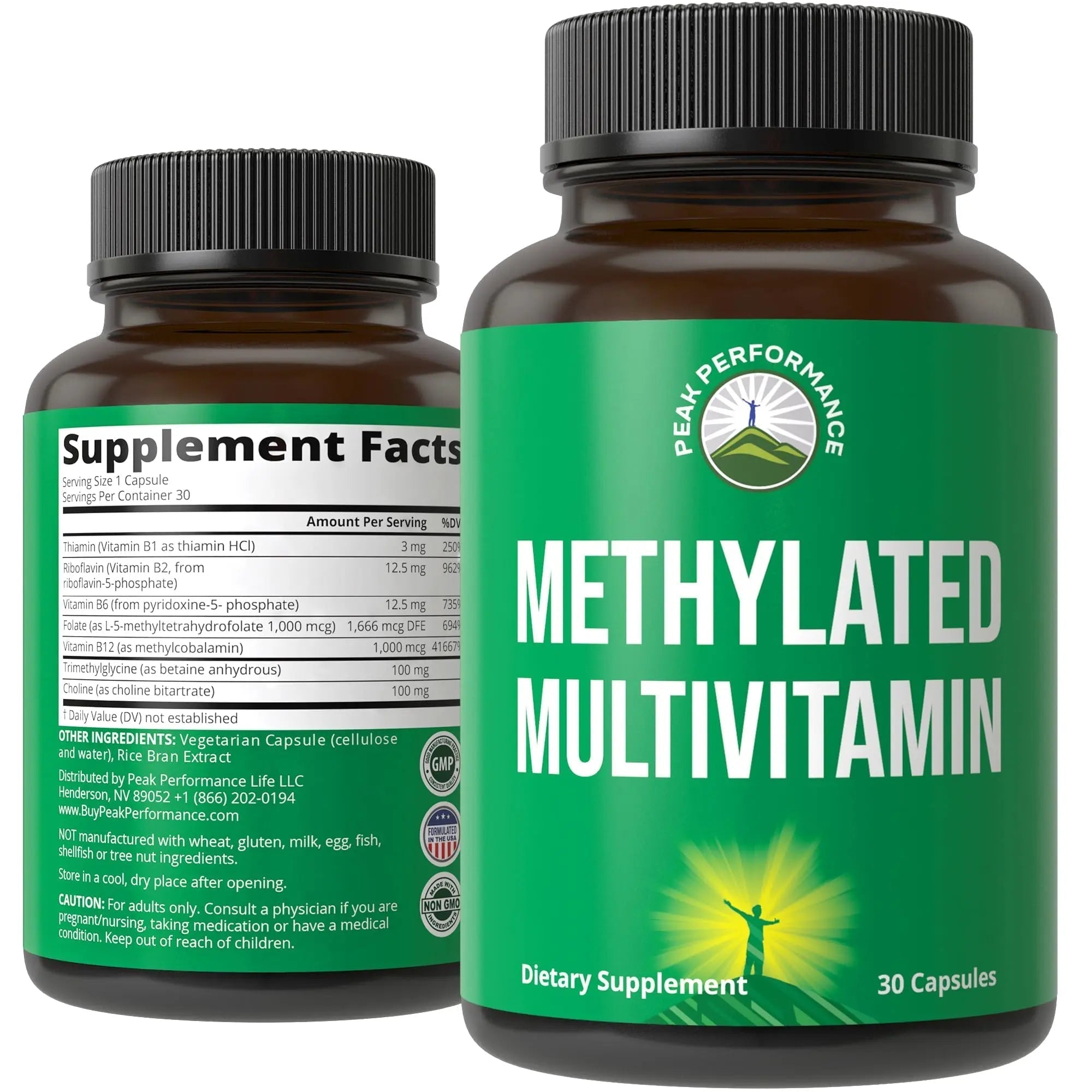 Methylated Multivitamin + Methylated B Complex Supplement. With Trimethylglycine (TMG), L Methylfolate, Methyl B12 + B1 + B2 + B6 Vitamins + Choline Peak Performance buy supplements canada