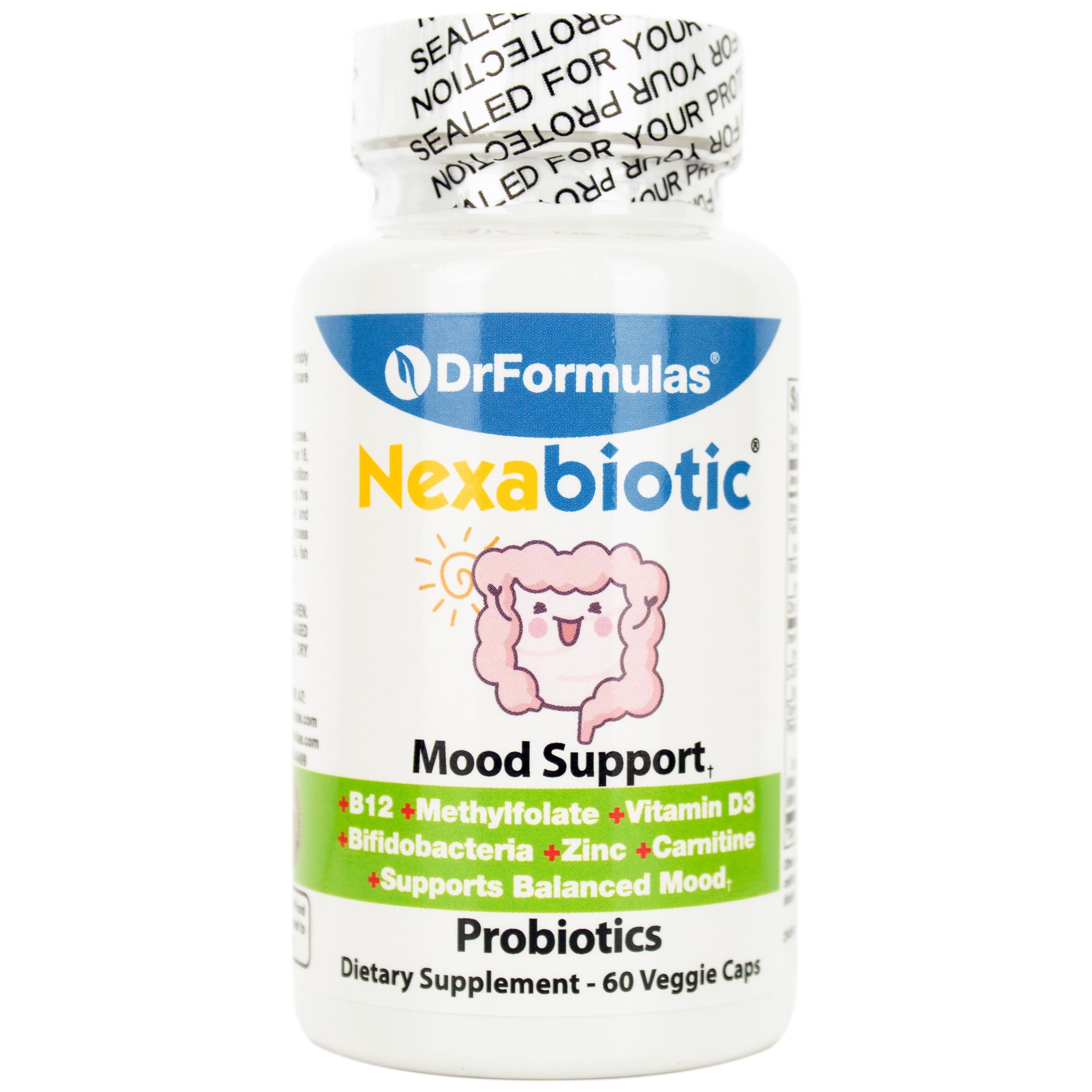 DrFormulas Mood Boost Probiotics for Stress and Calm, Methylfolate for Kids, Women, Men | Nexabiotic Supplement with Bifidobacterium and B-12, 60 Count DrFormulas buy supplements canada