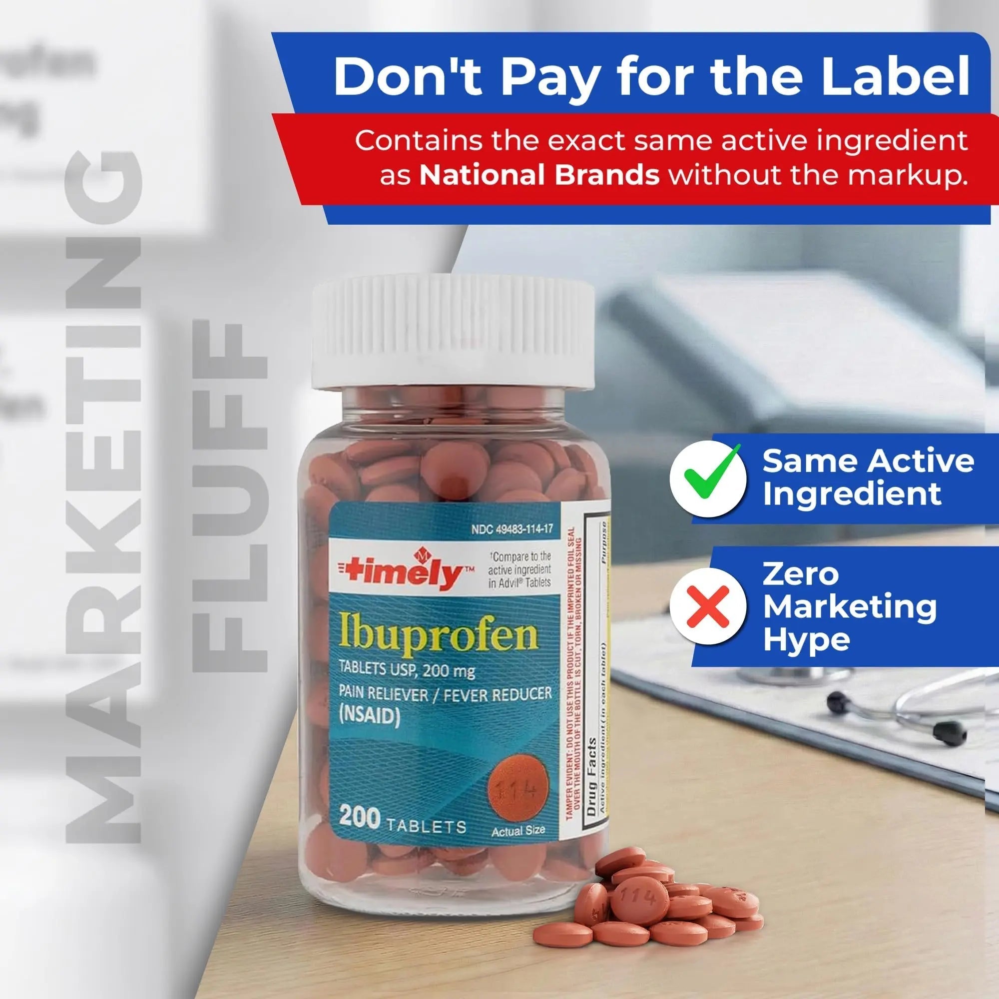 TIME-Cap Labs 200 Tablets Ibuprofen 200mg Coated - Pain Reliever & Fever Reducer (NSAID) for Adults, Helps with Headache, Back Pain, Muscle Aches, Toothaches, Menstrual Cramps & Minor Arthritis Pain TIME-CAP LABS, INC. buy supplements canada
