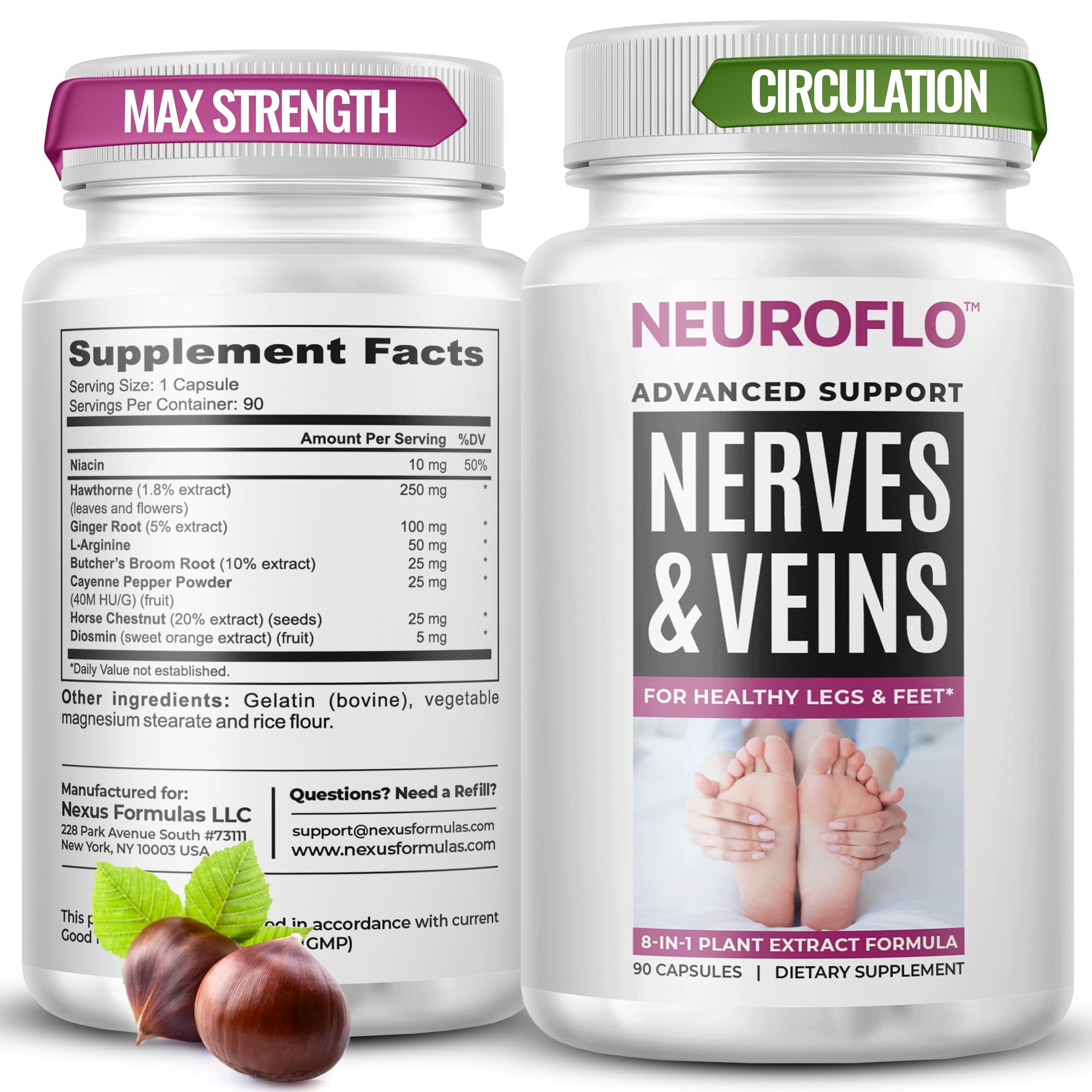 Mizzle Leg Circulation Supplement - Supports Nerves, Veins with 1470mg, 8 in 1 Capsule of Chestnut, Diosmin, Hawthorn for Maximum Relief in Toes, Feet, Ankles, Calves, Legs - Neuroflo Mizzle buy supplements canada