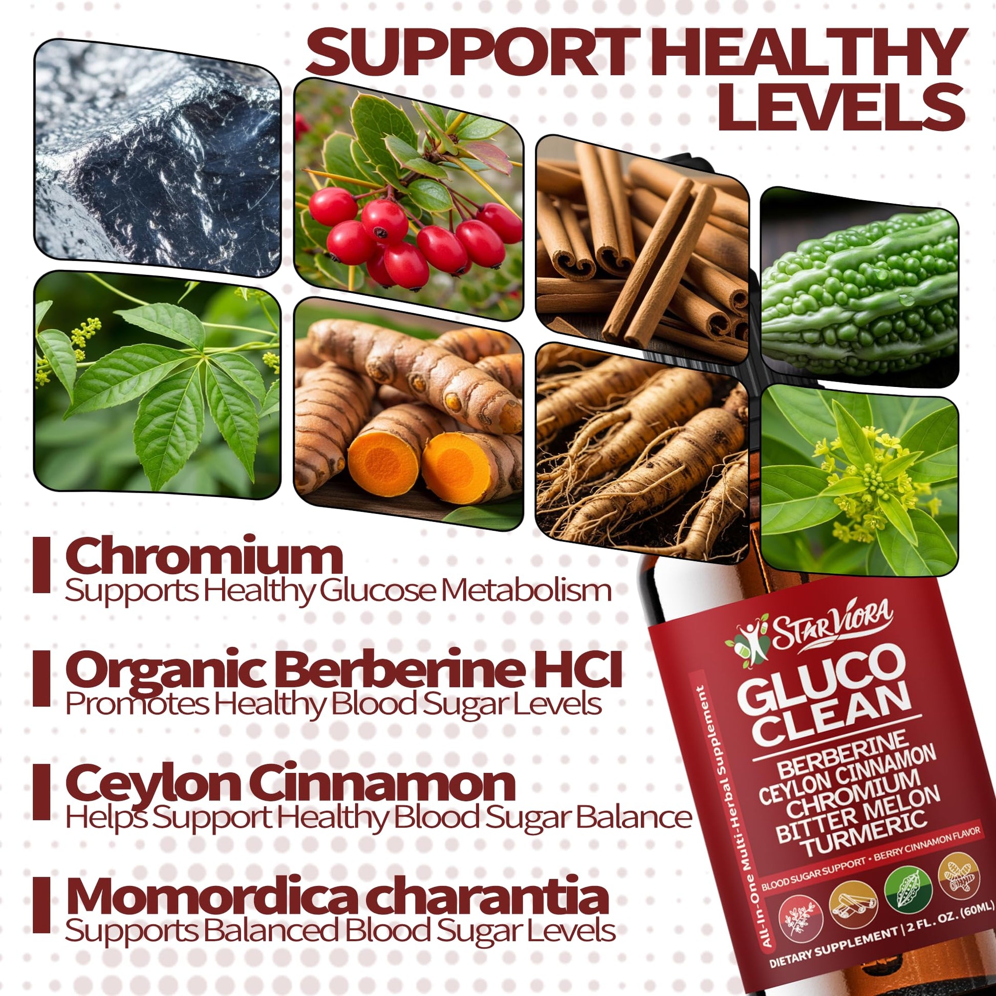 StarViora Gluco Clean Sugar-Free Herbal Blend with Berberine & Chromium, Bitter Melon, Ginseng and Alpha Lipoic Acid for Daily Wellness StarViora buy supplements canada