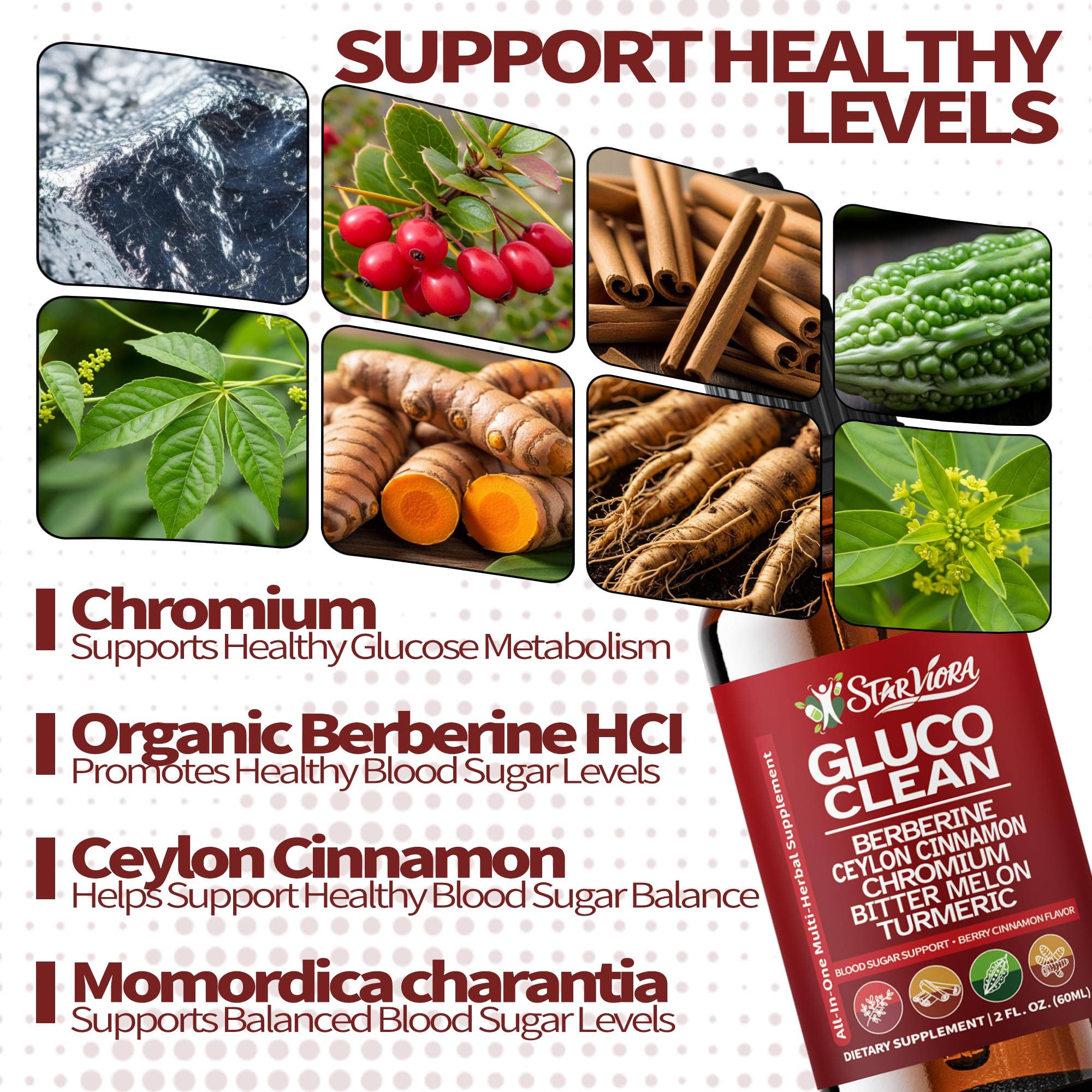 StarViora Gluco Clean Sugar-Free Herbal Blend with Berberine & Chromium, Bitter Melon, Ginseng and Alpha Lipoic Acid for Daily Wellness StarViora buy supplements canada