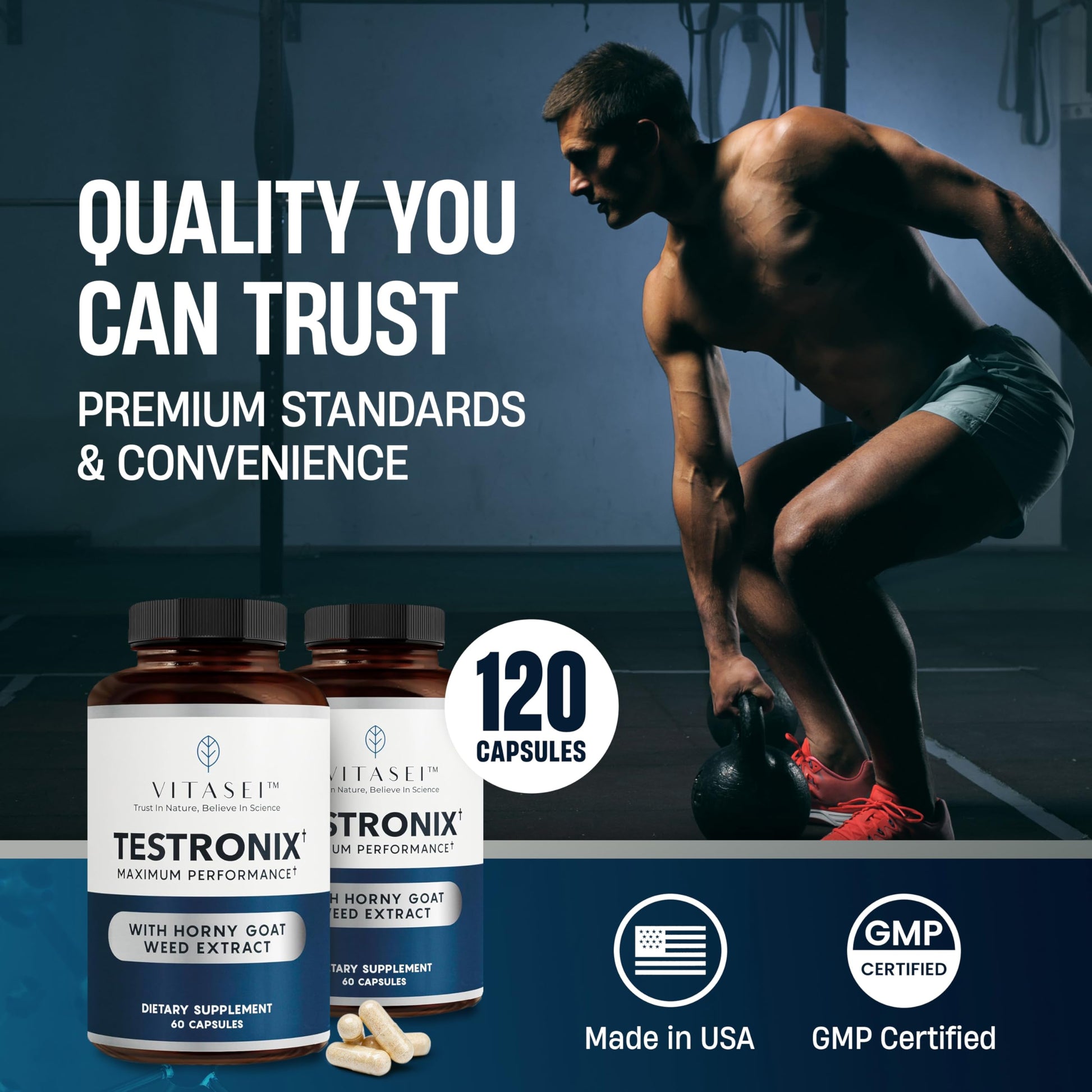 VITASEI Testronix Performance Supplement for Men - Energy and Muscle Supplements for Mens Health - 60 Capsules (Pack of 2) VITASEI buy supplements canada