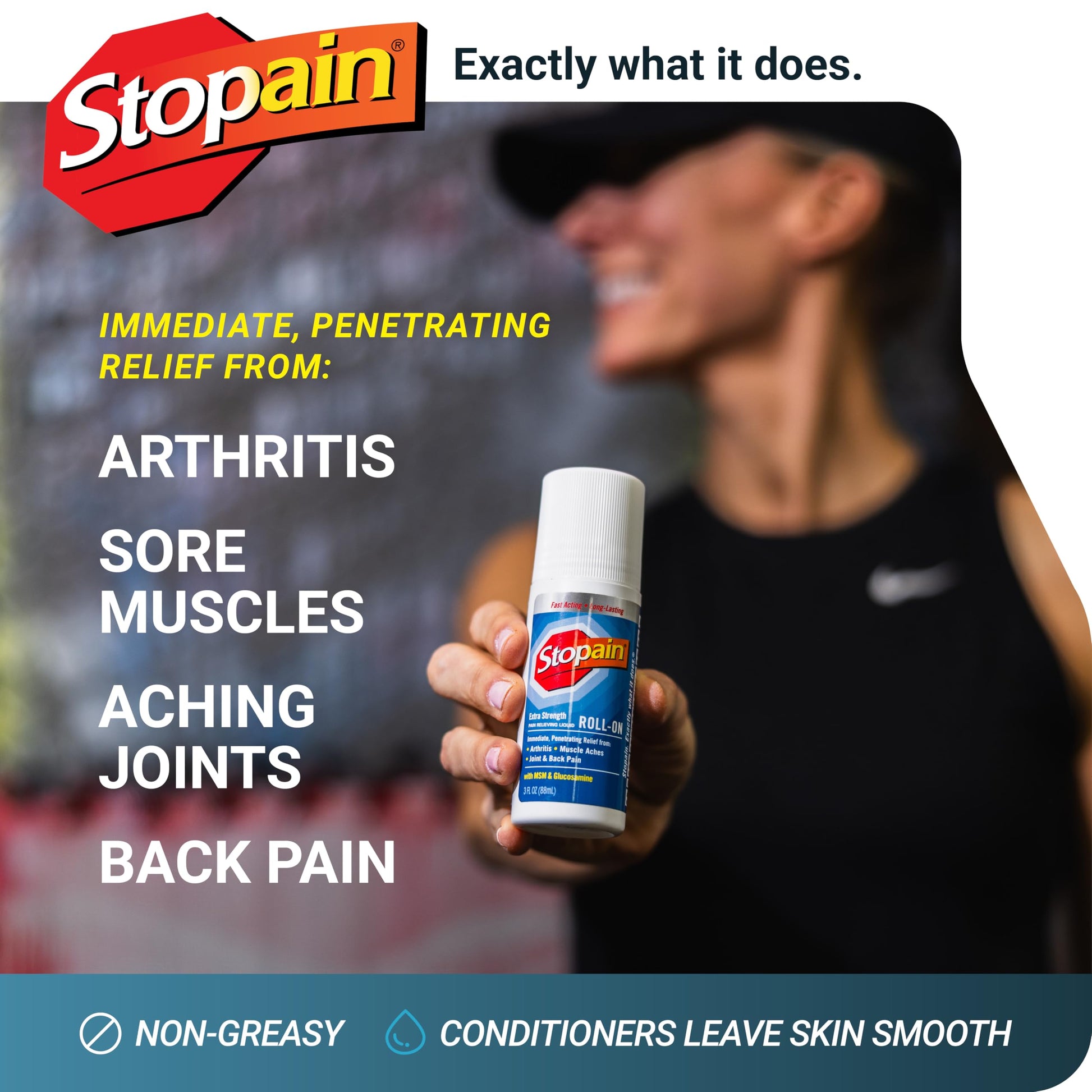 Stopain Pain Relief Roll On Gel 3oz, USA Made, Max Strength Fast Acting with MSM, Glucosamine, Menthol for Arthritis, Lower Back, Knee, Neck, HSA FSA Approved OTC Topical Analgesic Products Stopain buy supplements canada