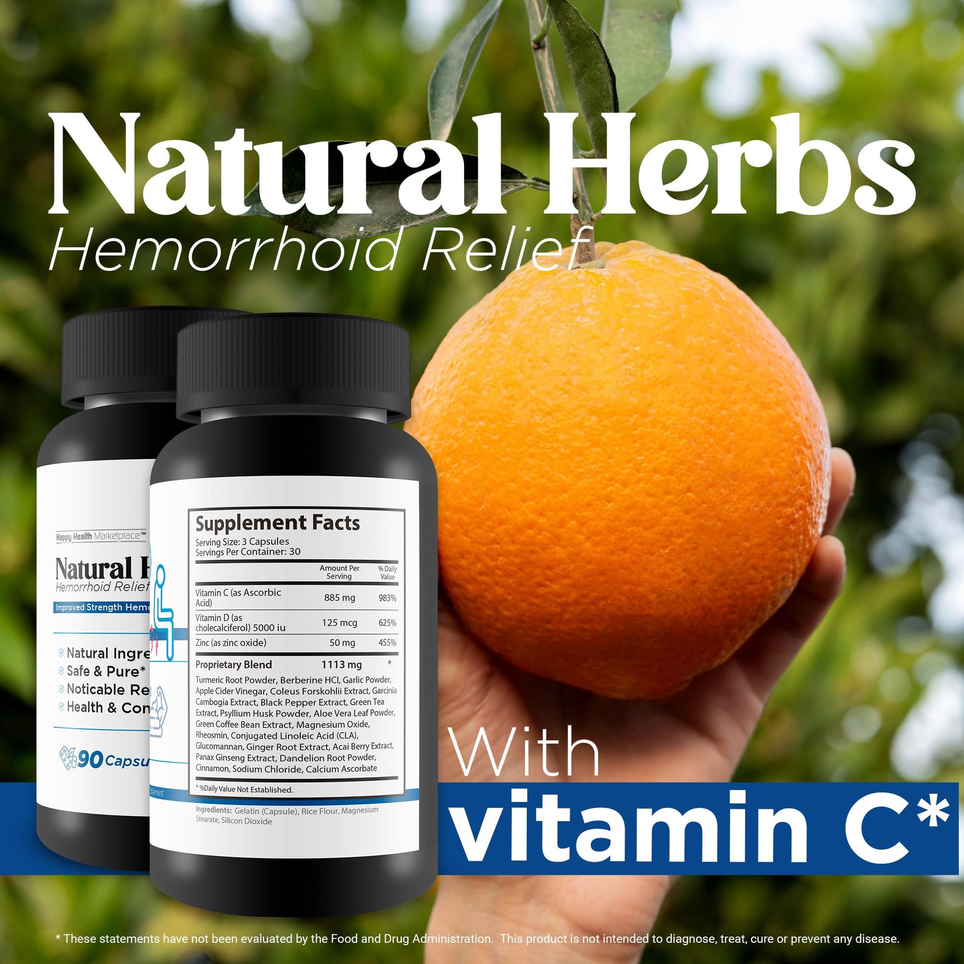 Natural Herbs Hemorrhoids Capsules - Our Best Hemorrhoid Relief Supplement - Premium Natural Herbs Strength Hemorrhoids Capsules - Hemorrhoids Natural Herbs Hemorrhoid Treatment Hemorrhoids Treatment Happy Health Marketplace buy supplements canada