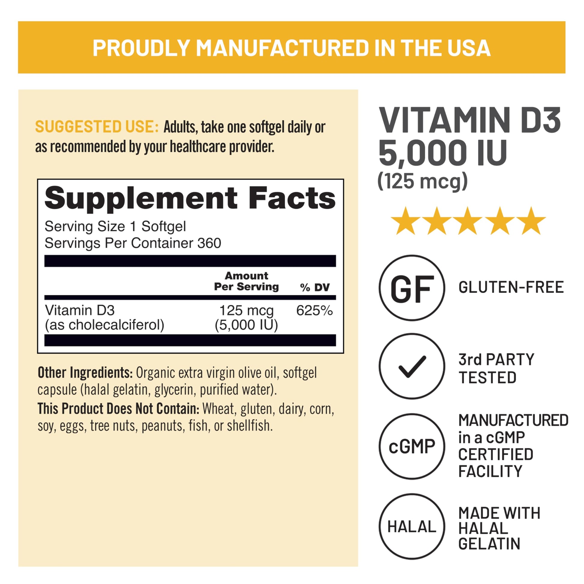 NatureWise Vitamin D3 5000iu (125 mcg) 1 Year Supply for Immune Support, Healthy Muscle Function, and Bone Health - Non-GMO NatureWise buy supplements canada