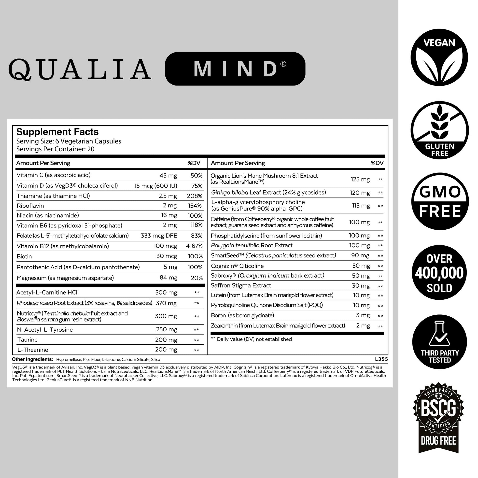 Qualia Life Sciences Qualia Mind | The Ultimate Blend for Brain Health* | Doctor-Formulated Nootropic to Fuel Focus & Concentration* | Supports Long Term Brain Health| Maintain Drive & Productivity QUALIA LIFE SCIENCES buy supplements canada