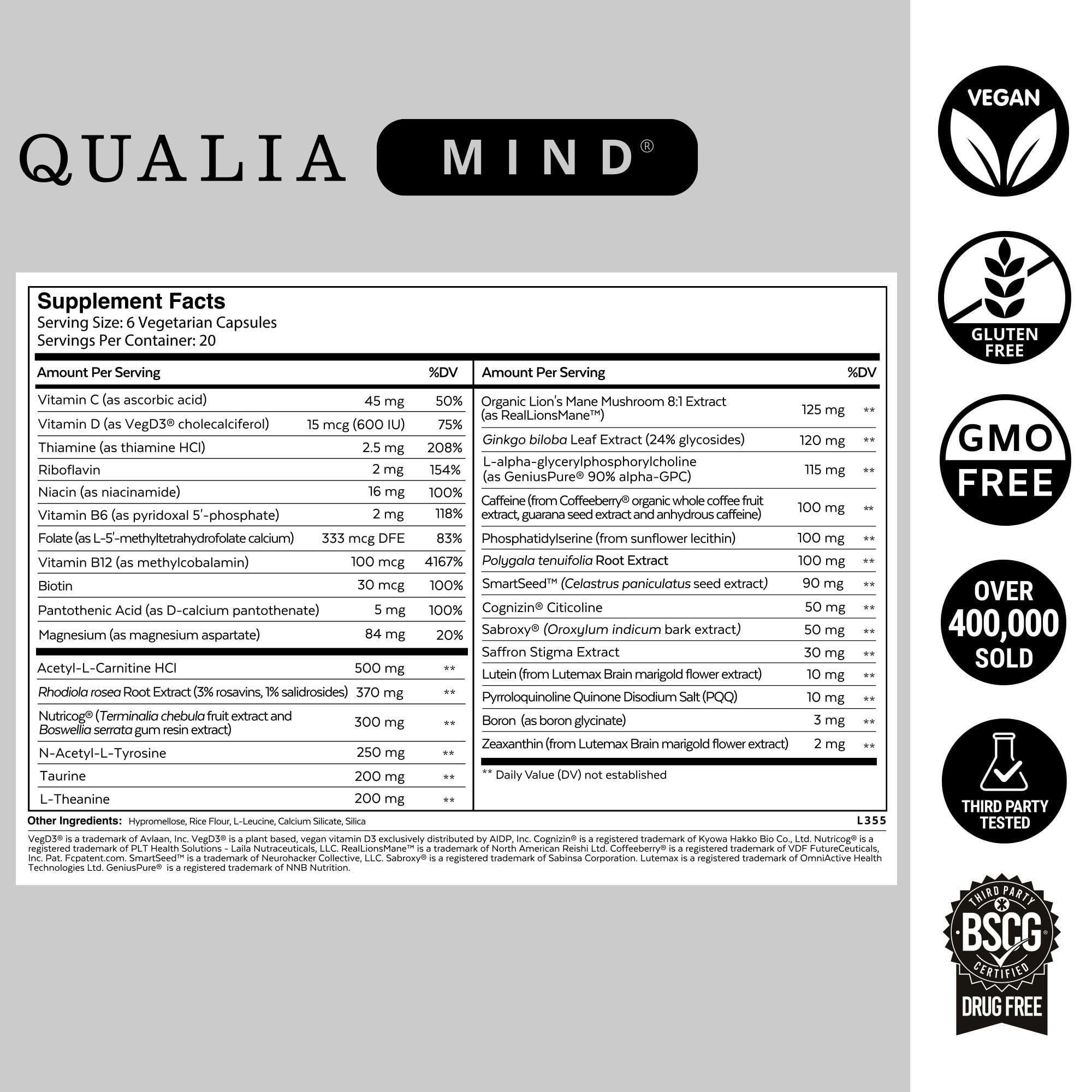 Qualia Life Sciences Qualia Mind | The Ultimate Blend for Brain Health* | Doctor-Formulated Nootropic to Fuel Focus & Concentration* | Supports Long Term Brain Health| Maintain Drive & Productivity QUALIA LIFE SCIENCES buy supplements canada
