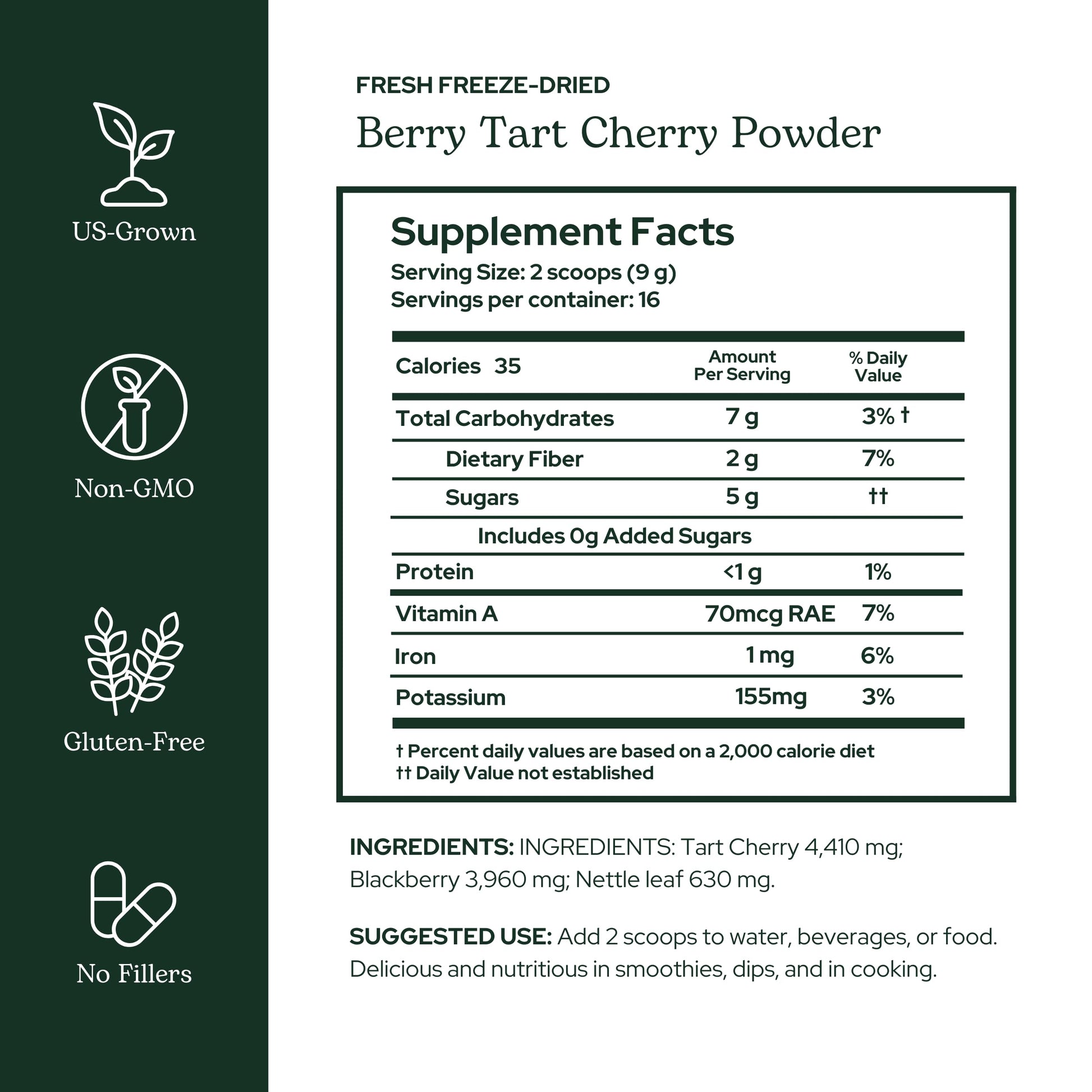 Eclectic Herb - Berry Tart Cherry Powder | Joint Support Supplement | Superfood Vitamin & Mineral Supplement | Freeze Dried, Vegan, Non-GMO, Gluten-Free (5.1 oz | 144 g) ECLECTIC INSTITUTE buy supplements canada