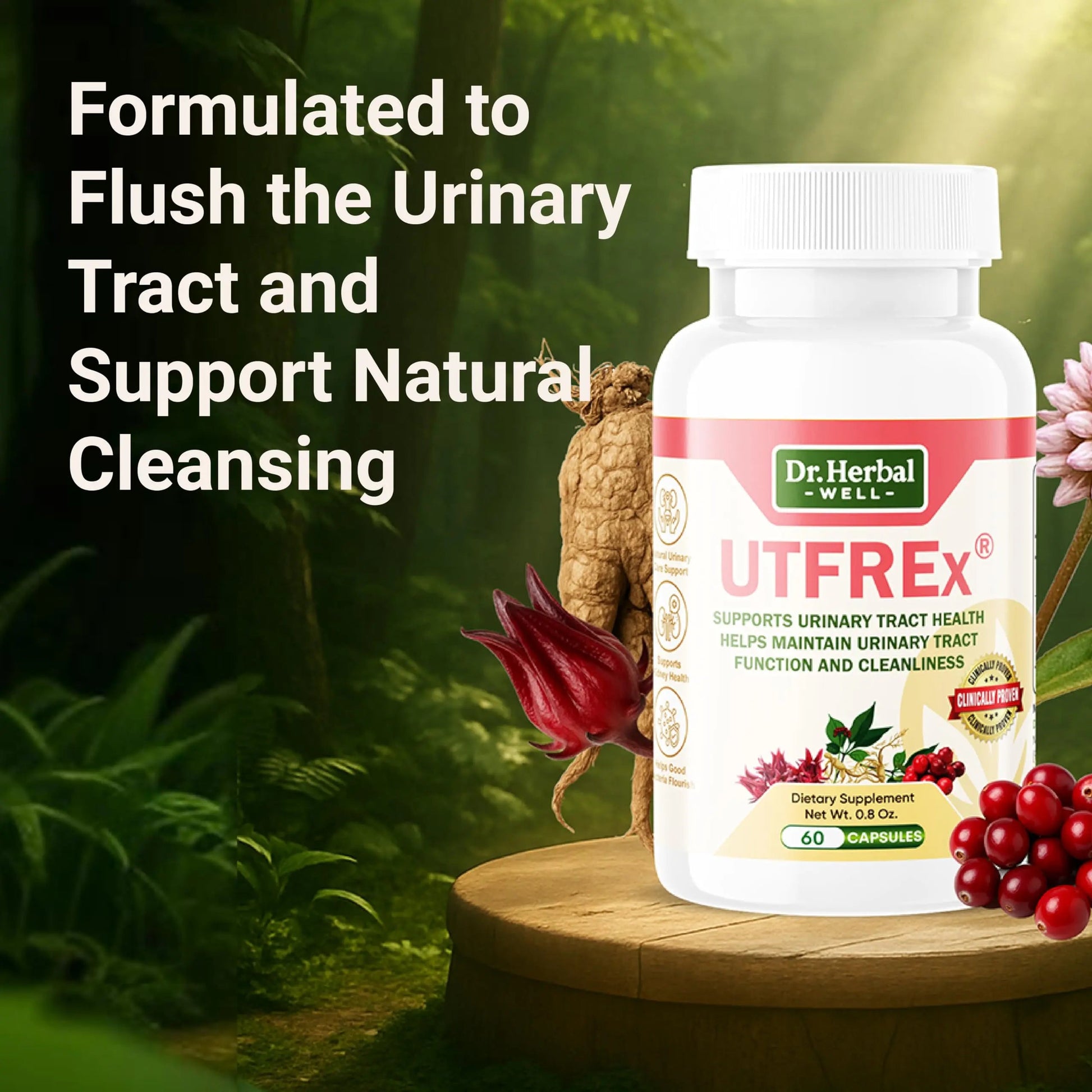 DR. HERBAL WELL UTFREX Clinically Proven Urinary Tract UTI Health Supplement Natural Support Cleanse Flush Protect (No Probiotics & D-Mannose) – 60 Capsules DR. HERBAL WELL buy supplements canada